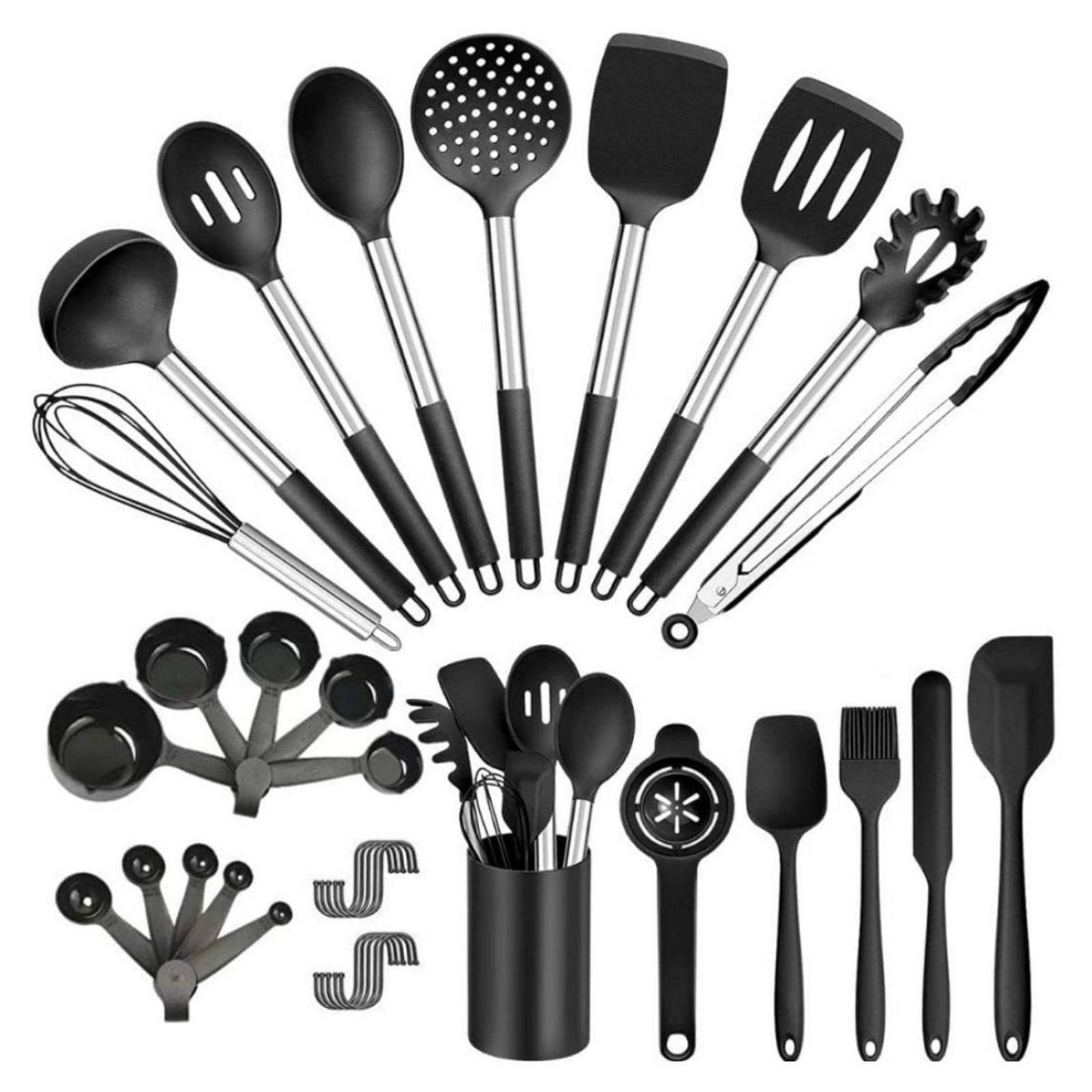 Set 34 Piezas Utensilios de Cocina BEE VIBES Plástico Negro 