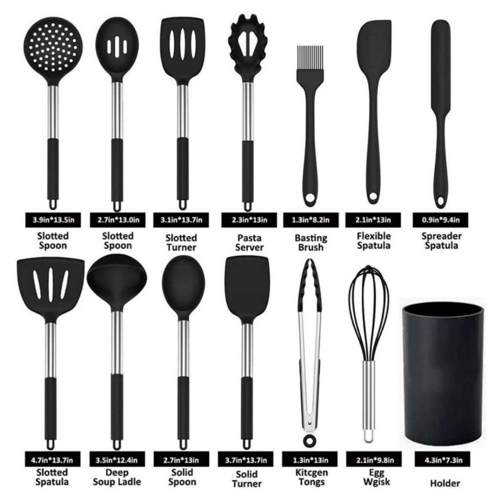 Set 34 Piezas Utensilios de Cocina BEE VIBES Plástico Negro 