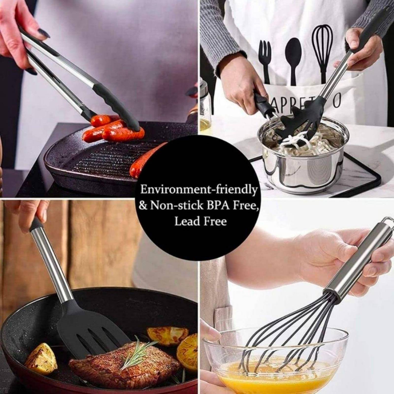 Set 34 Piezas Utensilios de Cocina BEE VIBES Plástico Negro 