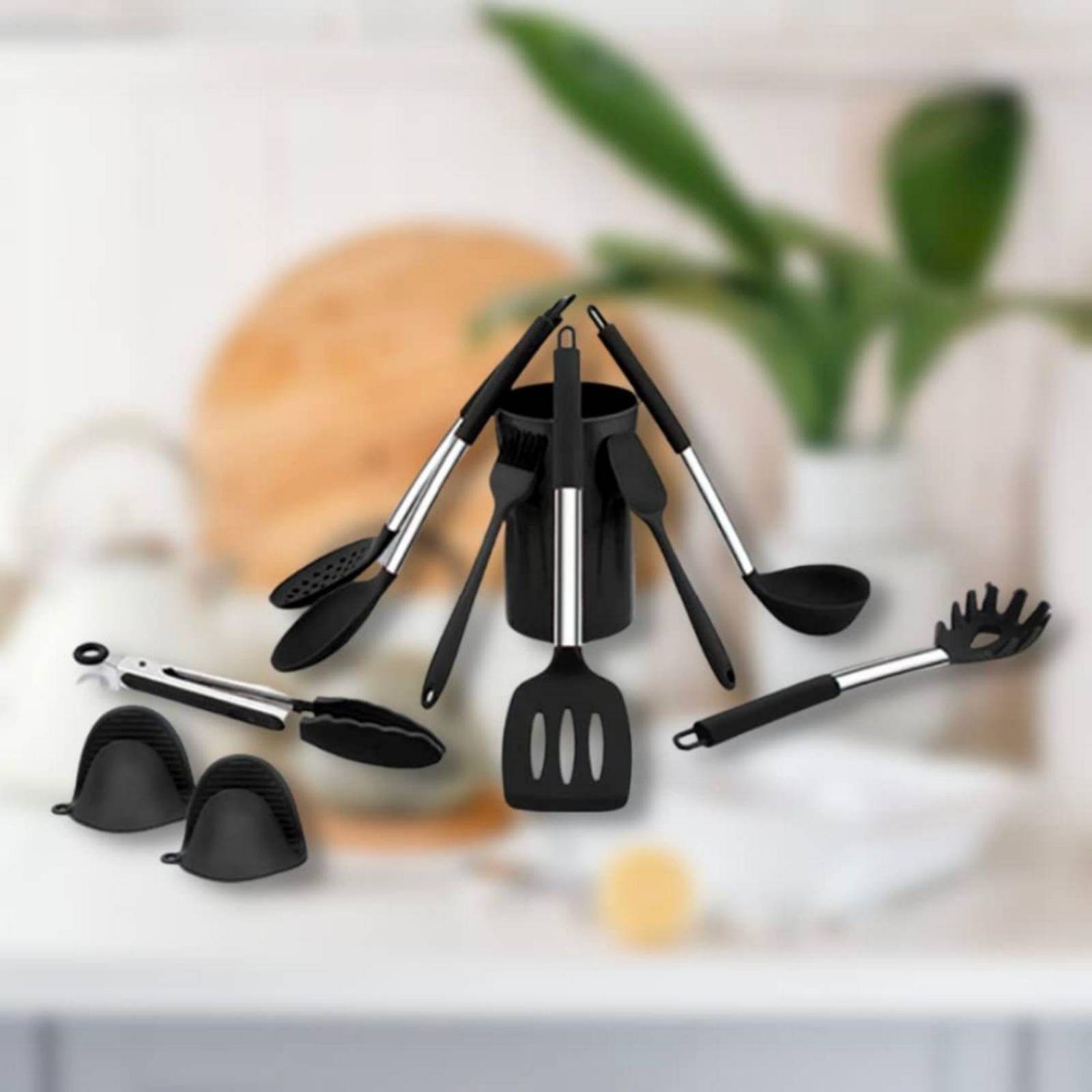 Set 34 Piezas Utensilios de Cocina BEE VIBES Plástico Negro 
