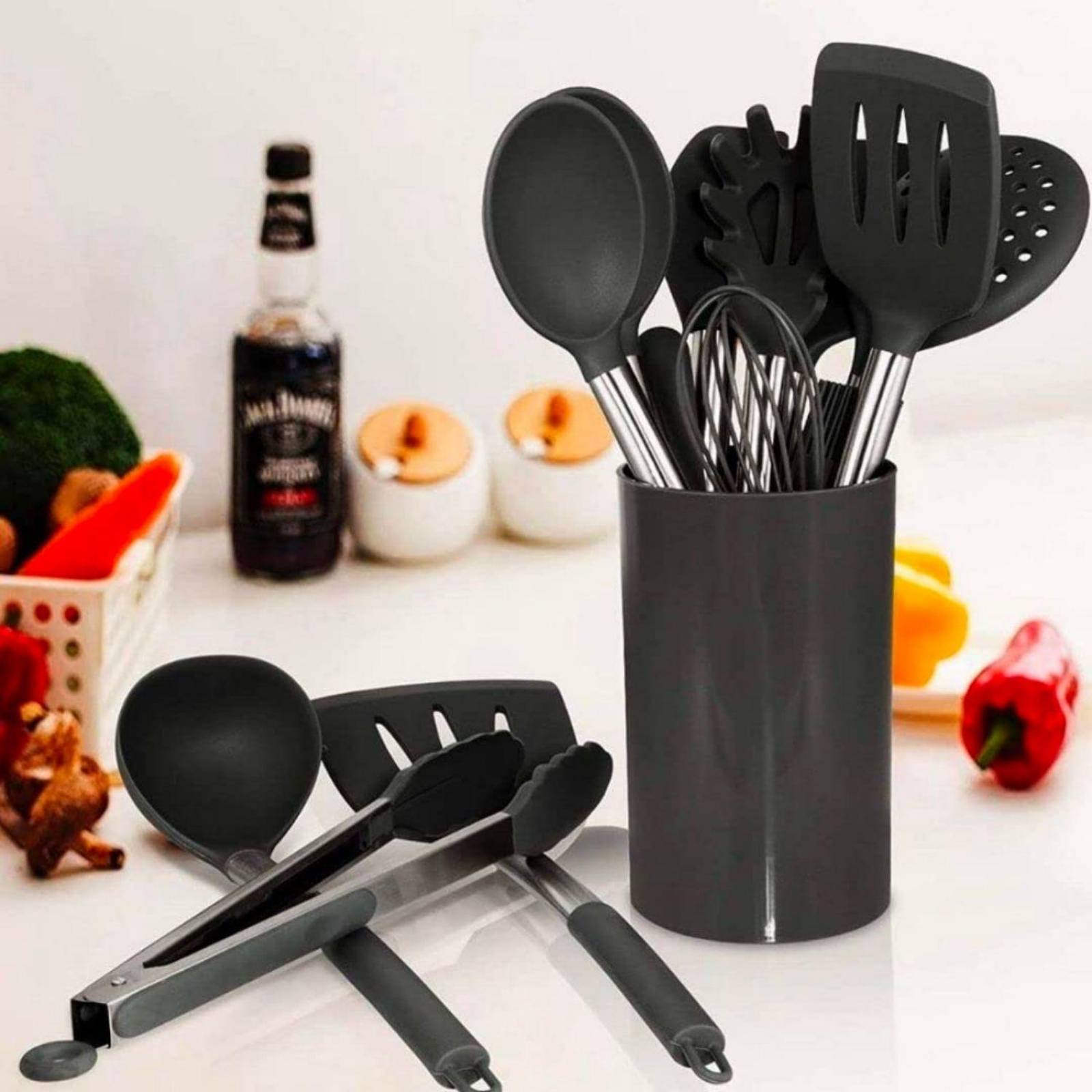 Set 34 Piezas Utensilios de Cocina BEE VIBES Plástico Negro 