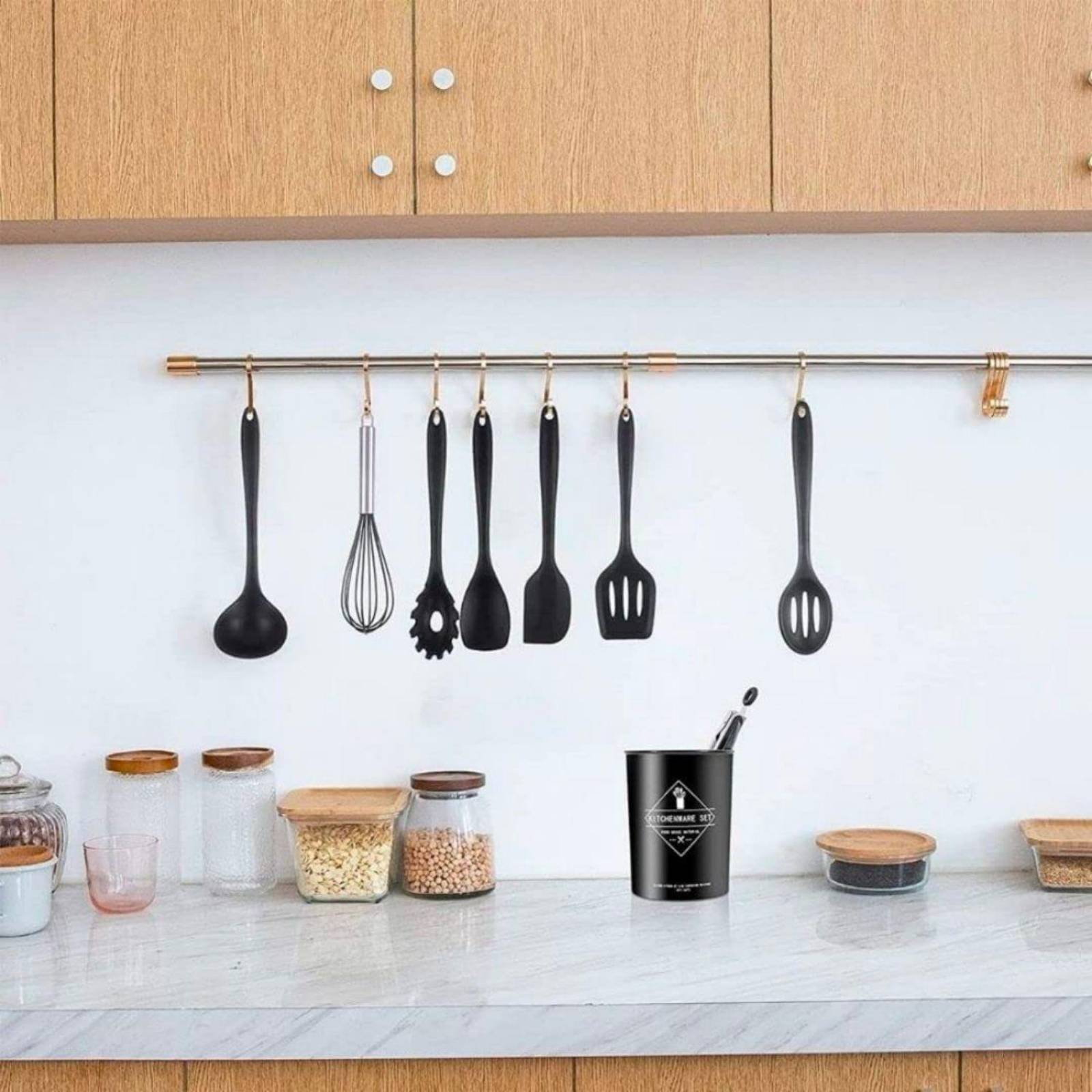 Set 34 Piezas Utensilios de Cocina BEE VIBES Plástico Negro 