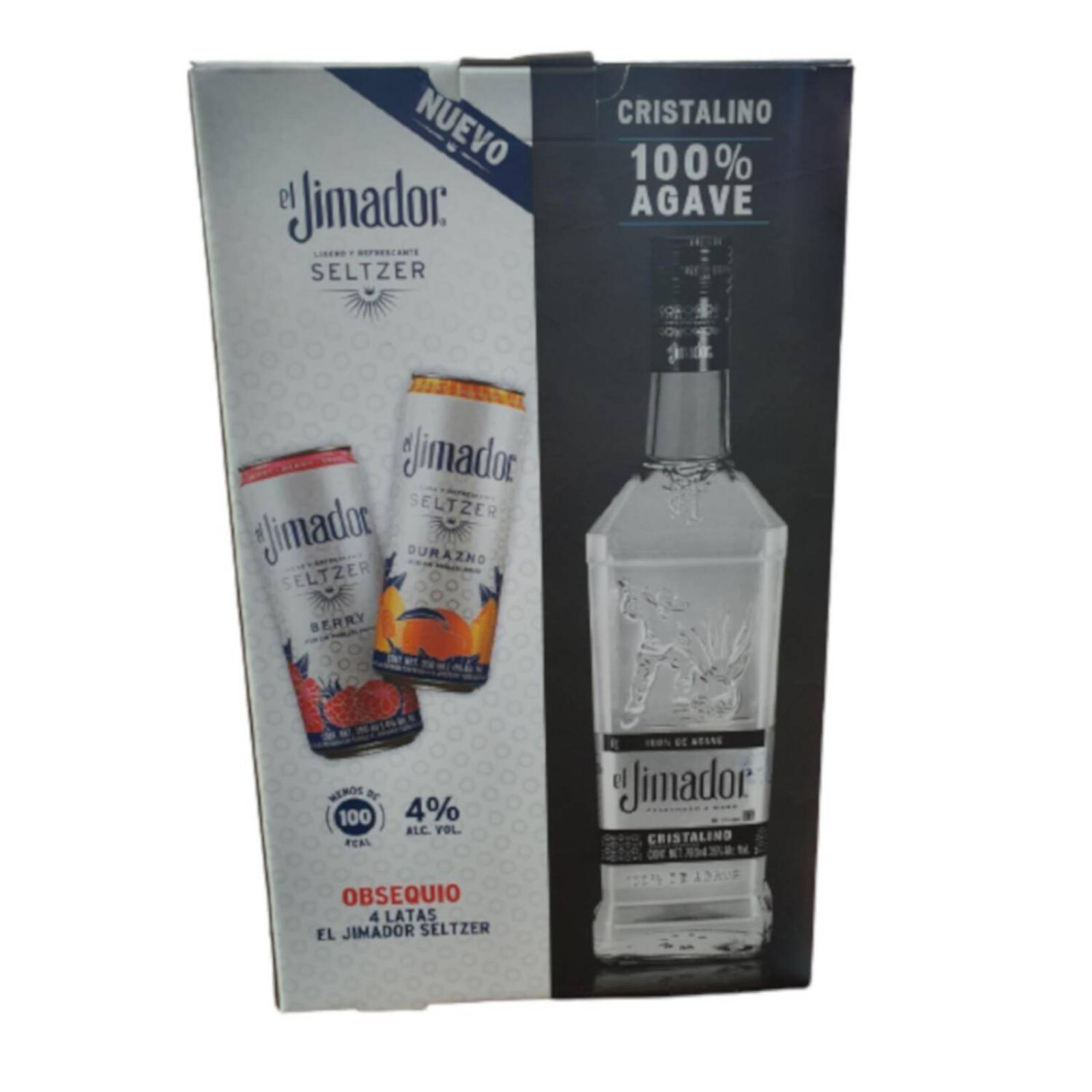 Tequila El Jimador Rep Cristalino 700 ml+4 seltzer 