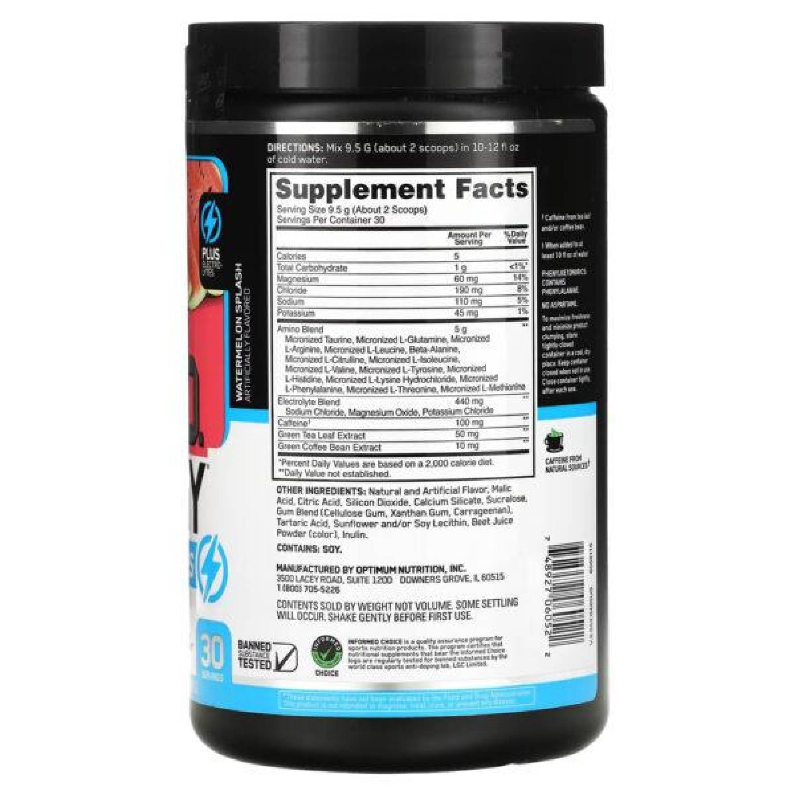 Aminoácidos Bcaas Energía Electrolitos Optimum Nutrition Amino Energy 30 Servicios 