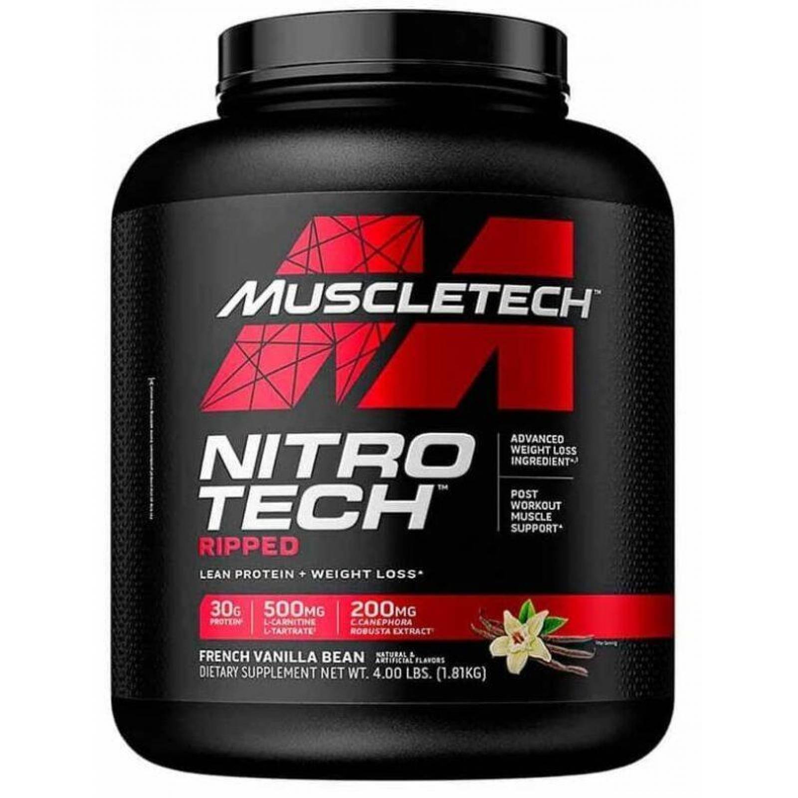 Proteína con carnitina Muscletech Nitro Tech Ripped 4 lbs 