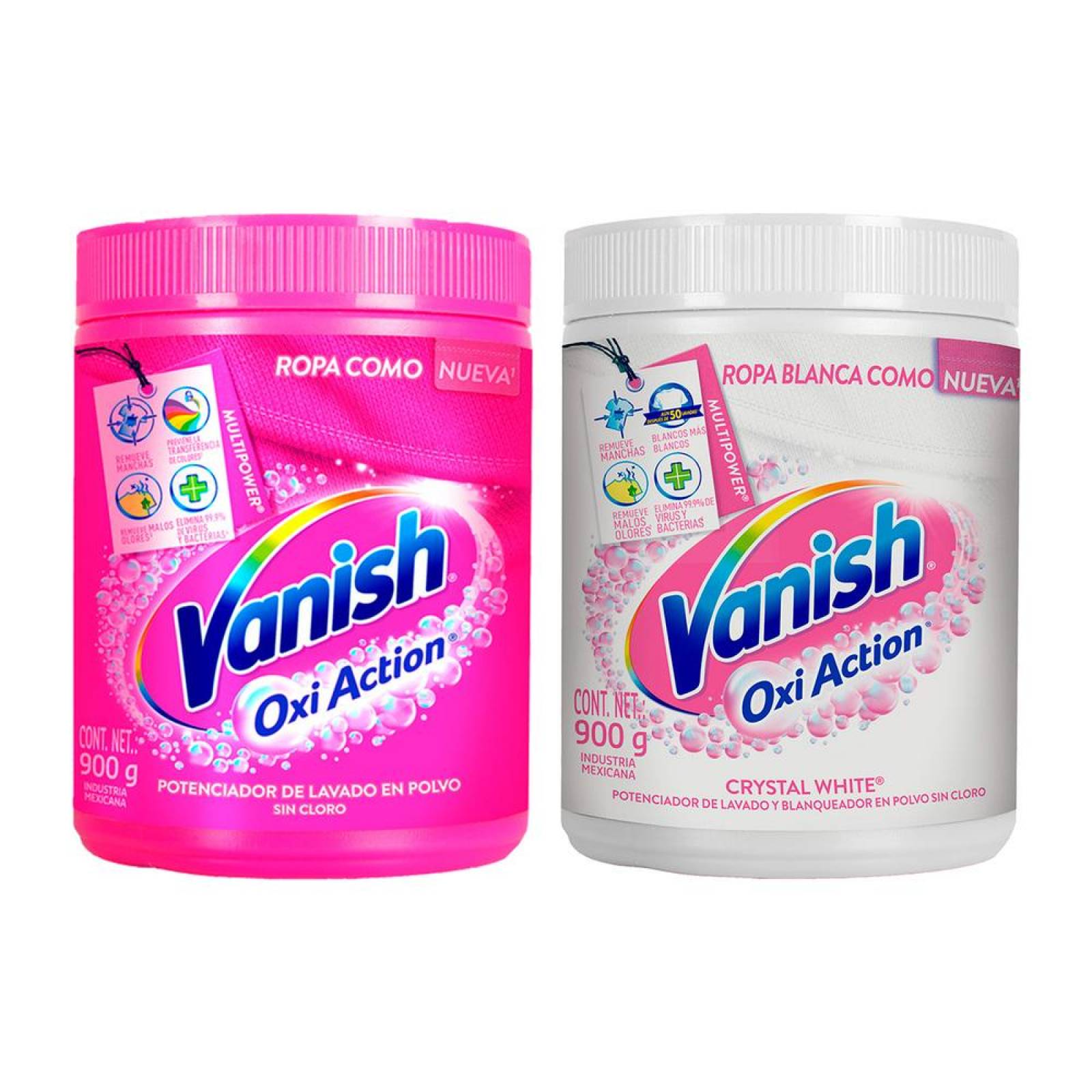 Pack de Quitamanchas en Polvo Vanish Blanco 900g + Rosa 900g 