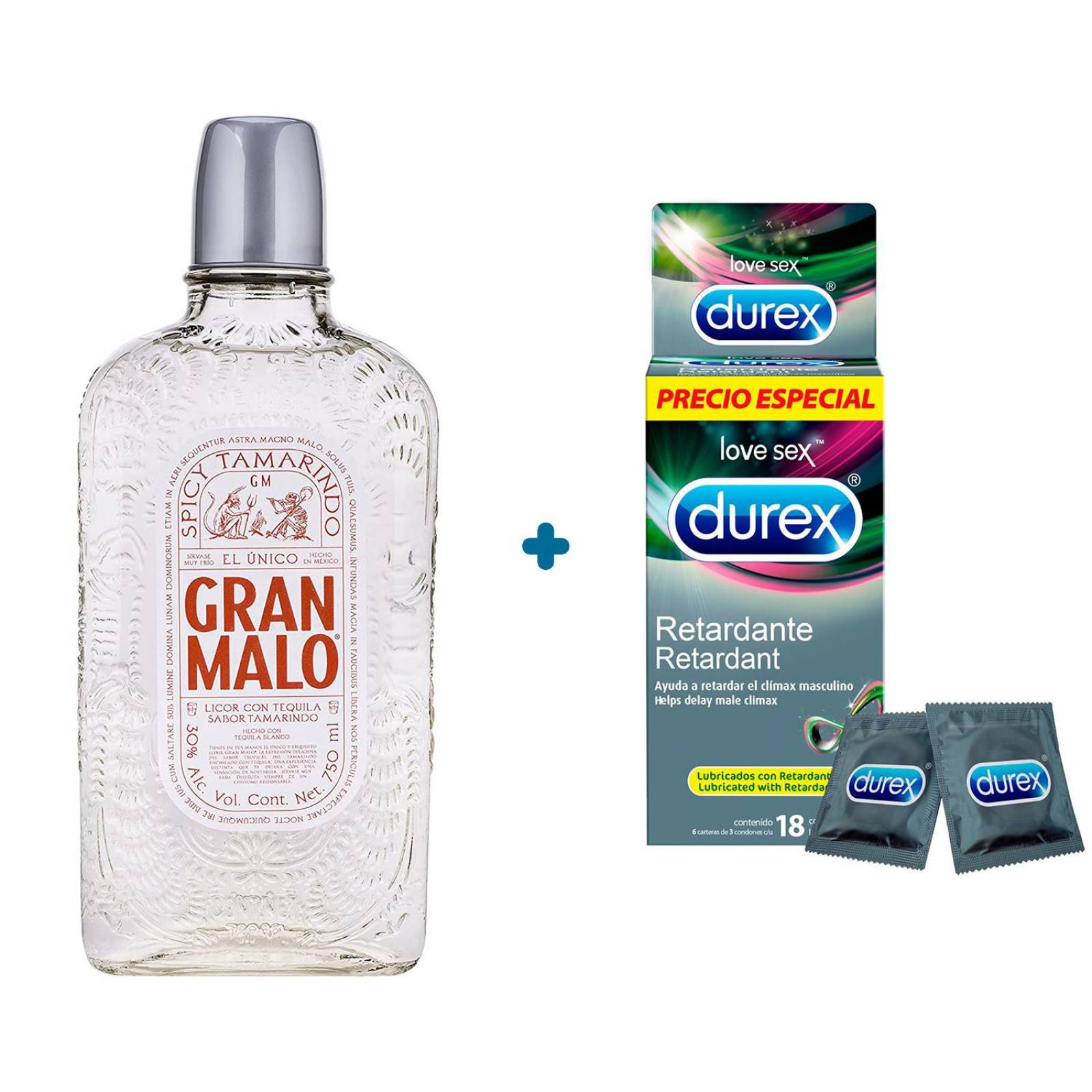 Gran Malo Tamarindo 750ml + 18 Condones Durex Retardante 