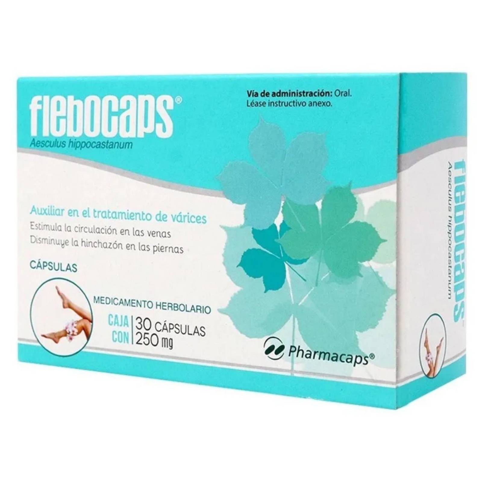 Aux en Várices de Piernas Flebocaps Pharmacaps de 30 caps 