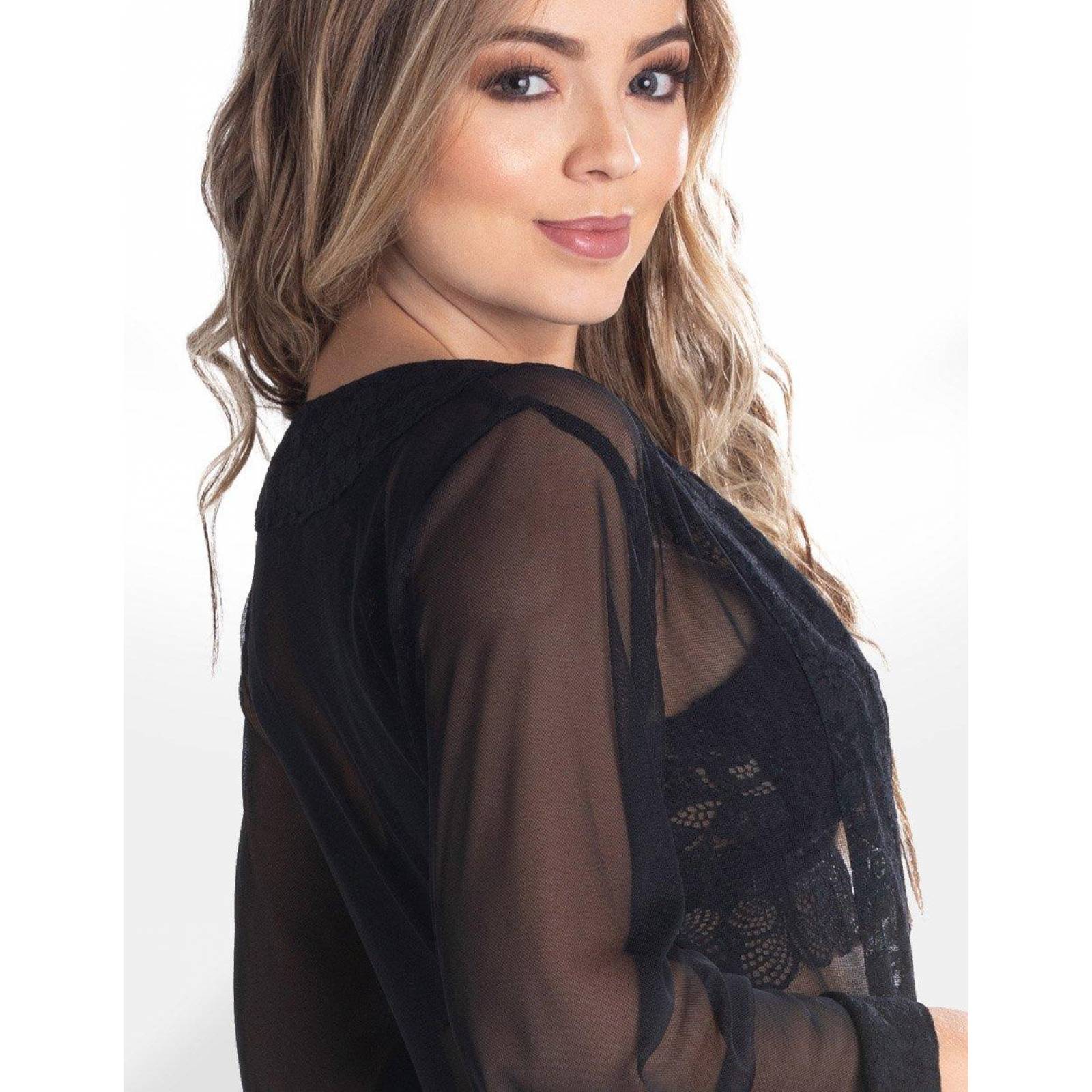 Bata Lencería 10159-1 Negra Angélica Chew | Unitalla 