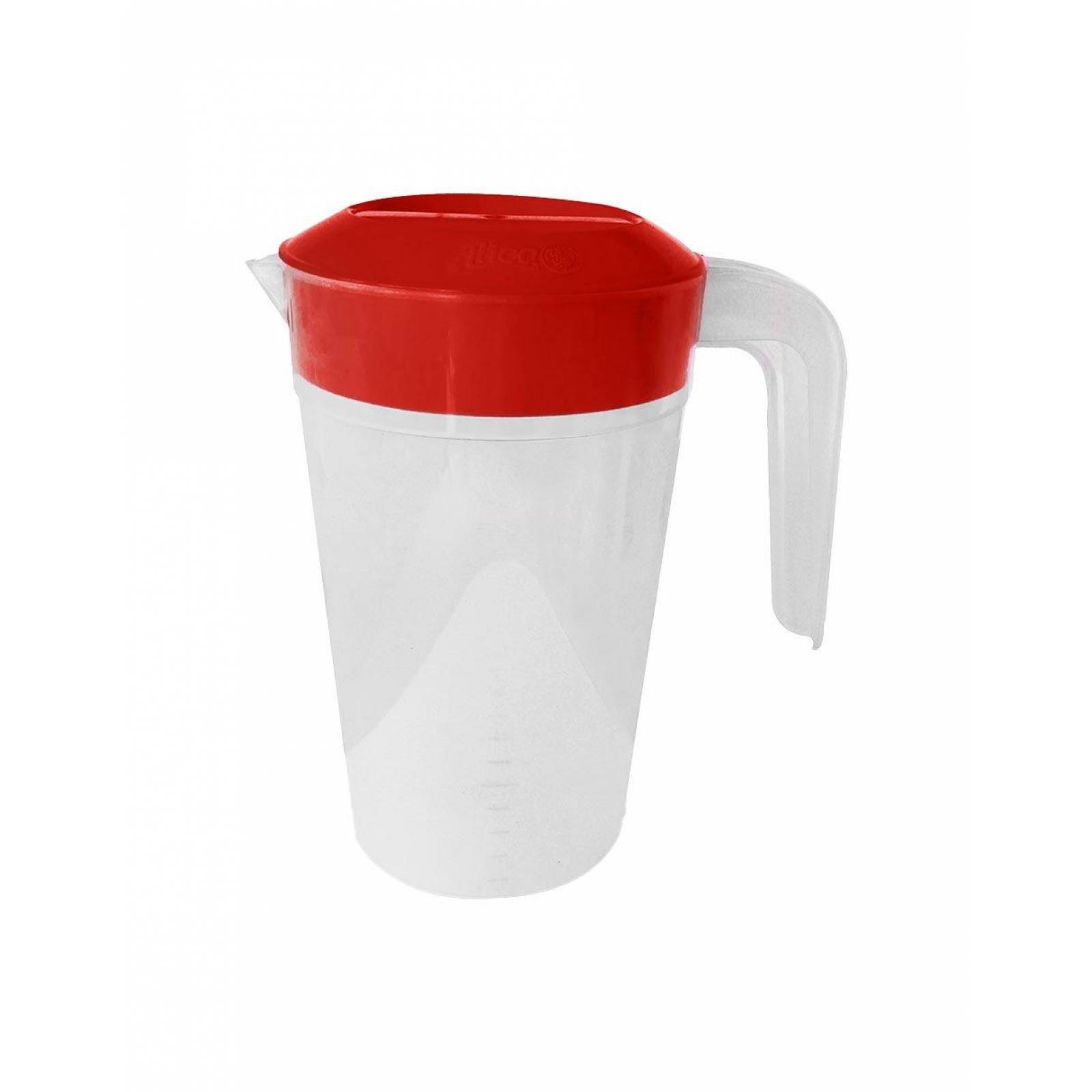Jarra Transparente con Tapa 1 Lt Plasticos Alica ROJO