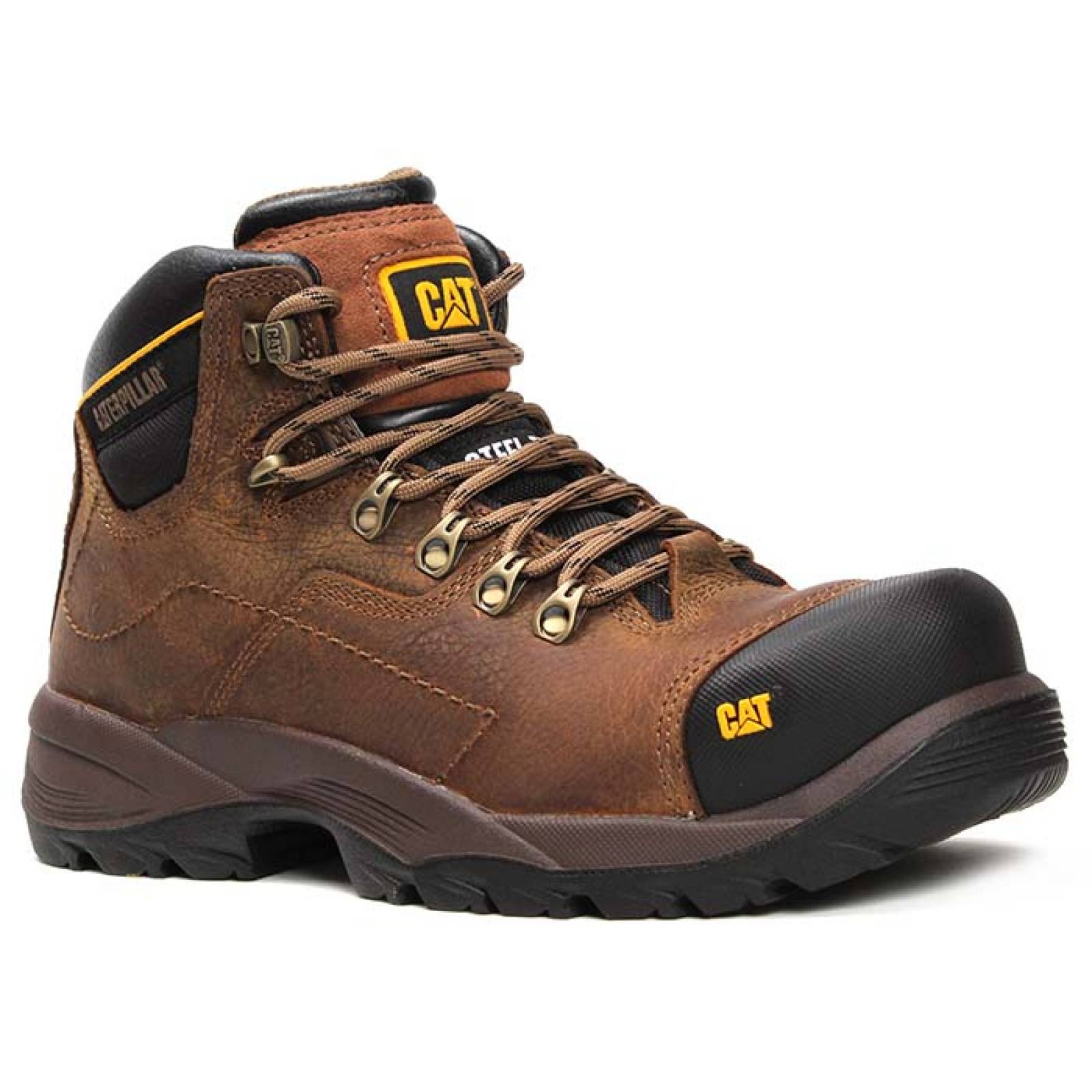 Bota industrial para caballero caterpillar p711840 cafe piel