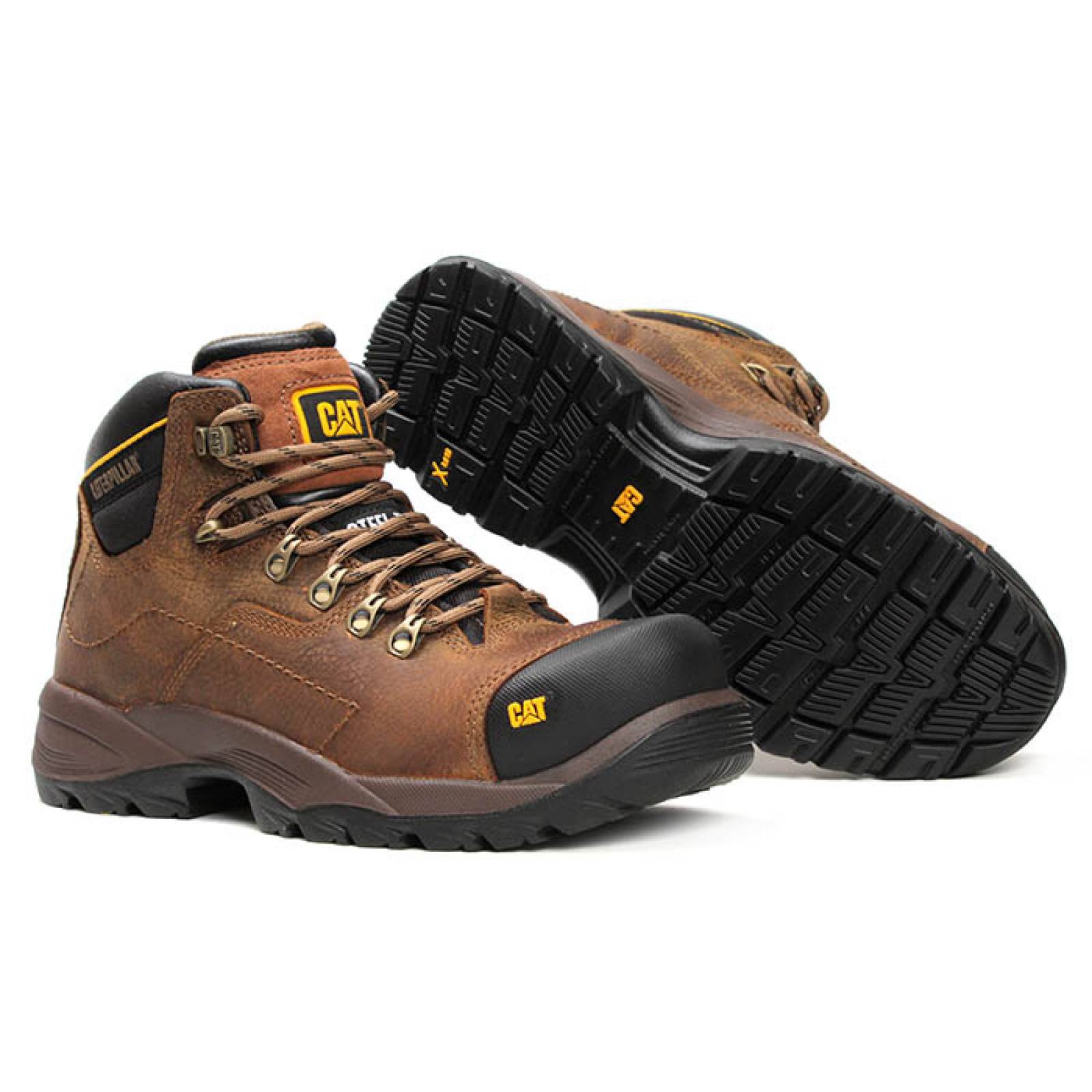 Bota industrial para caballero caterpillar p711840 cafe piel