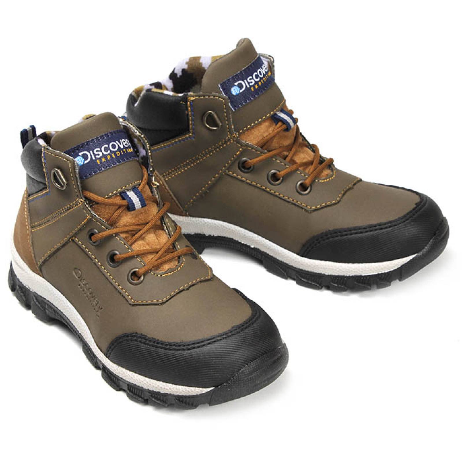 bota casual para niño discovery d8-12310ve verde piel