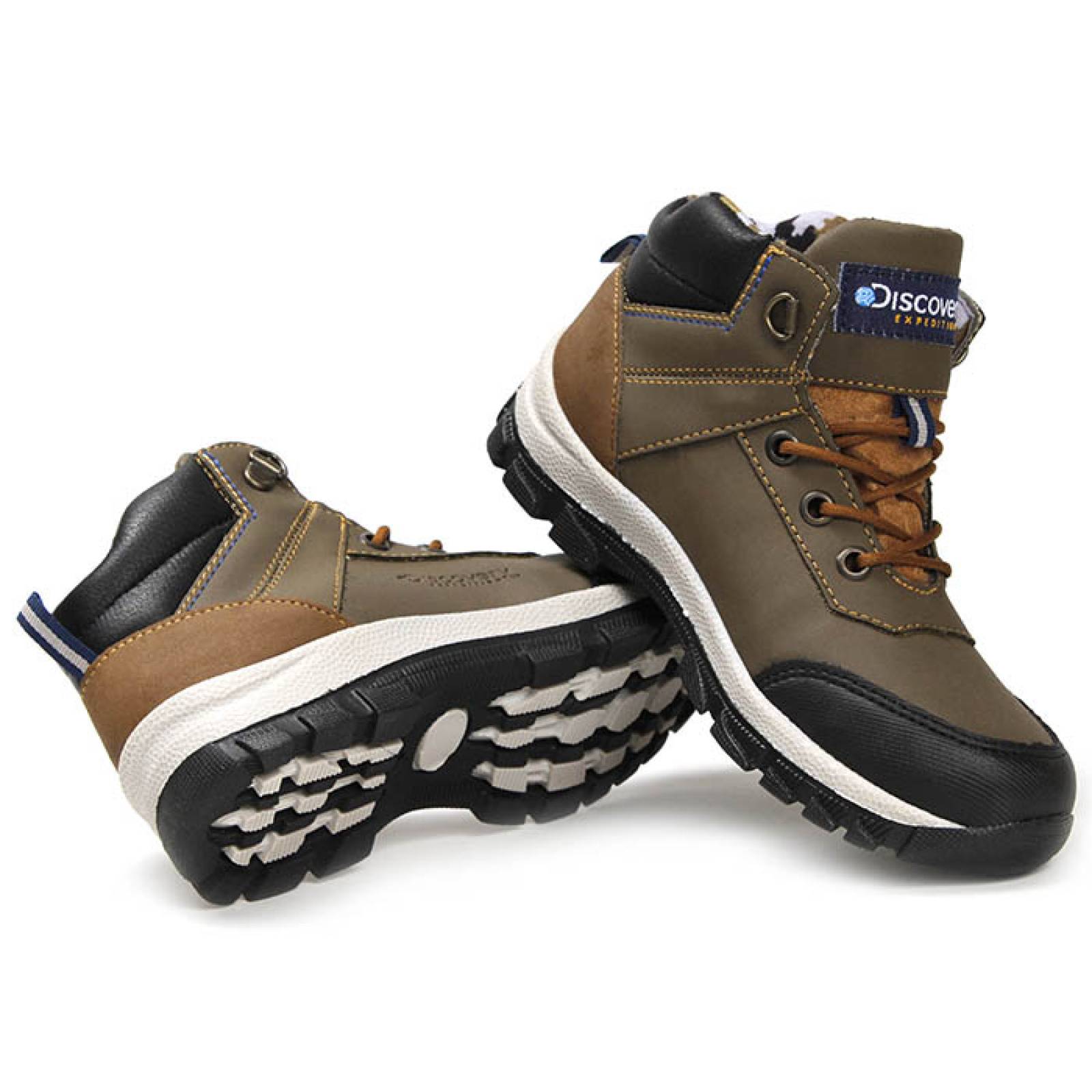 bota casual para niño discovery d8-12310ve verde piel