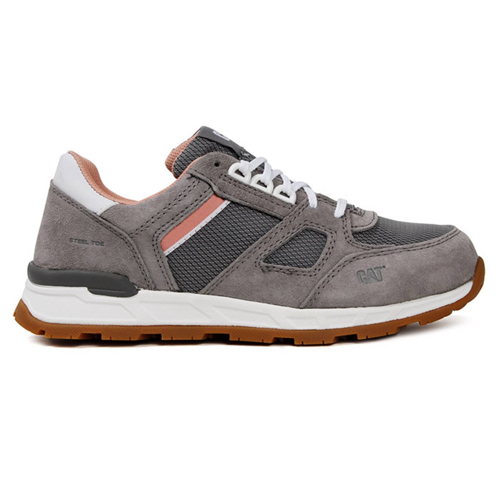 Tenis industrial para dama Caterpillar P91013 gris nobuck