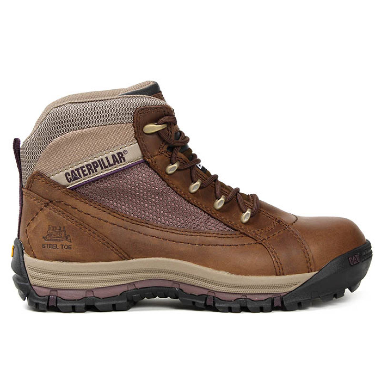 Bota industrial para dama Caterpillar P90664 café piel