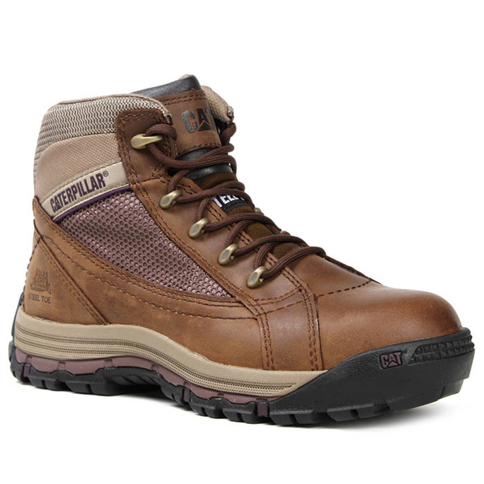Bota industrial para dama Caterpillar P90664 café piel