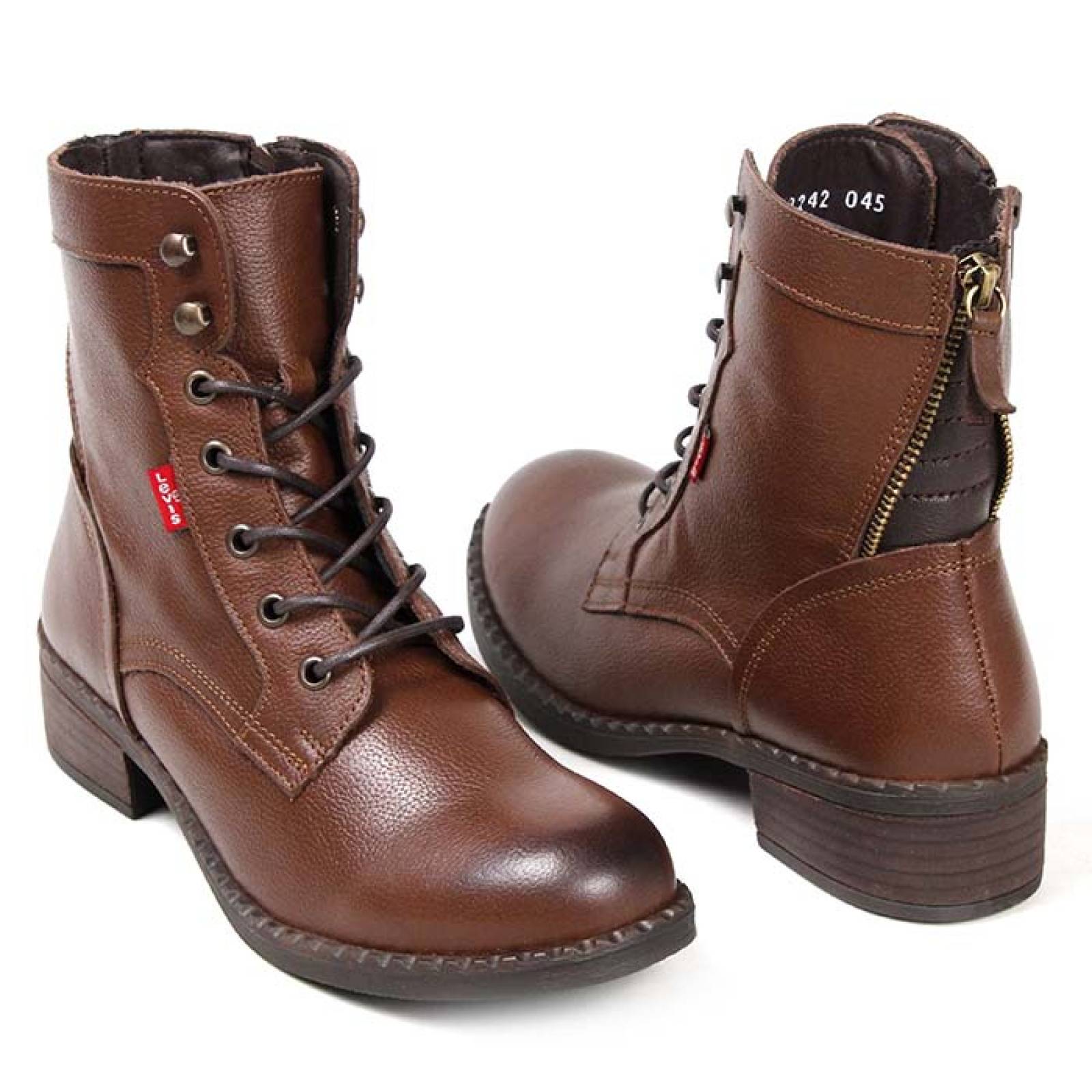Botin Levis De Piel Para Dama En Café LV-129242C 