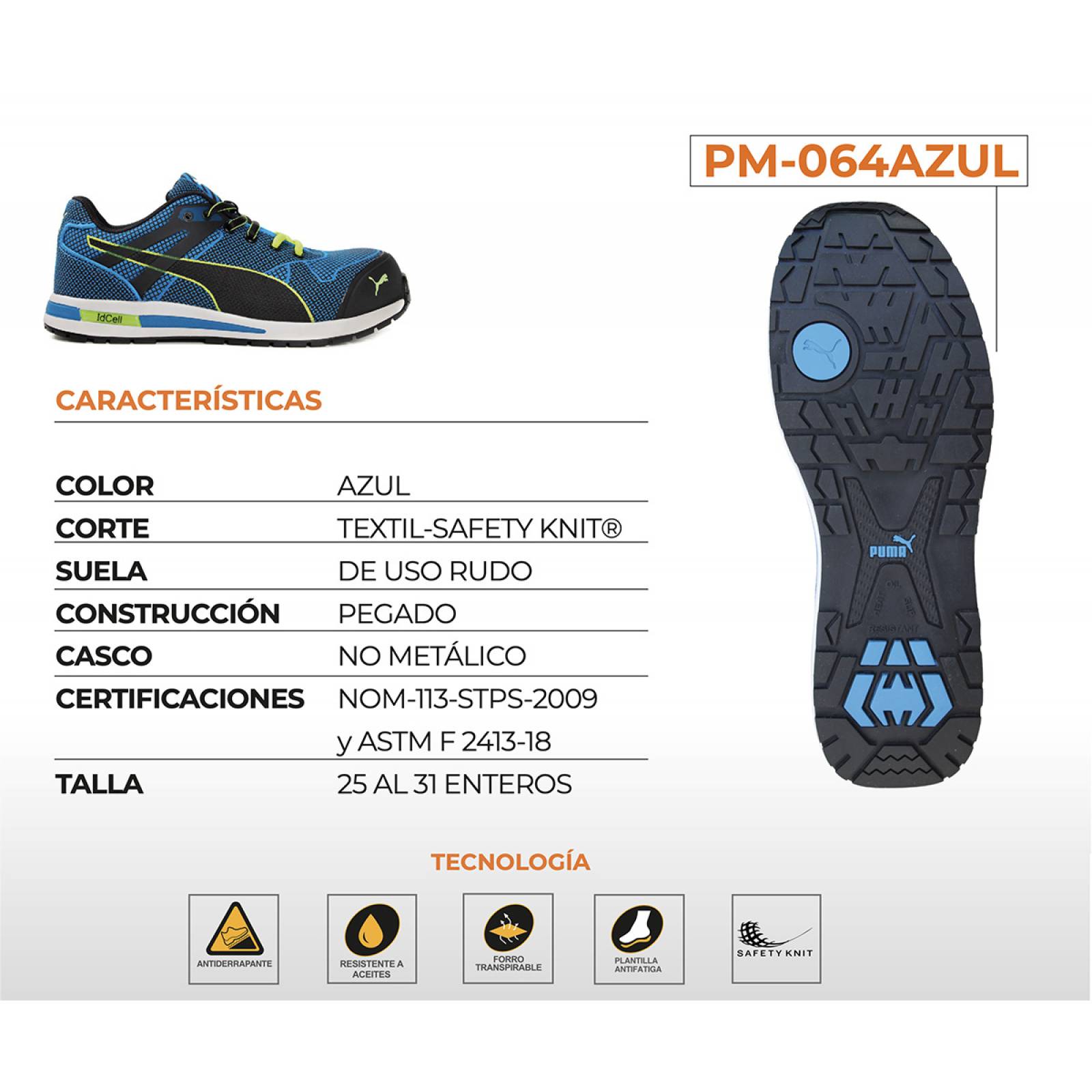 Tenis Industrial Puma Safety Azul Para Caballero PM-064AZUL