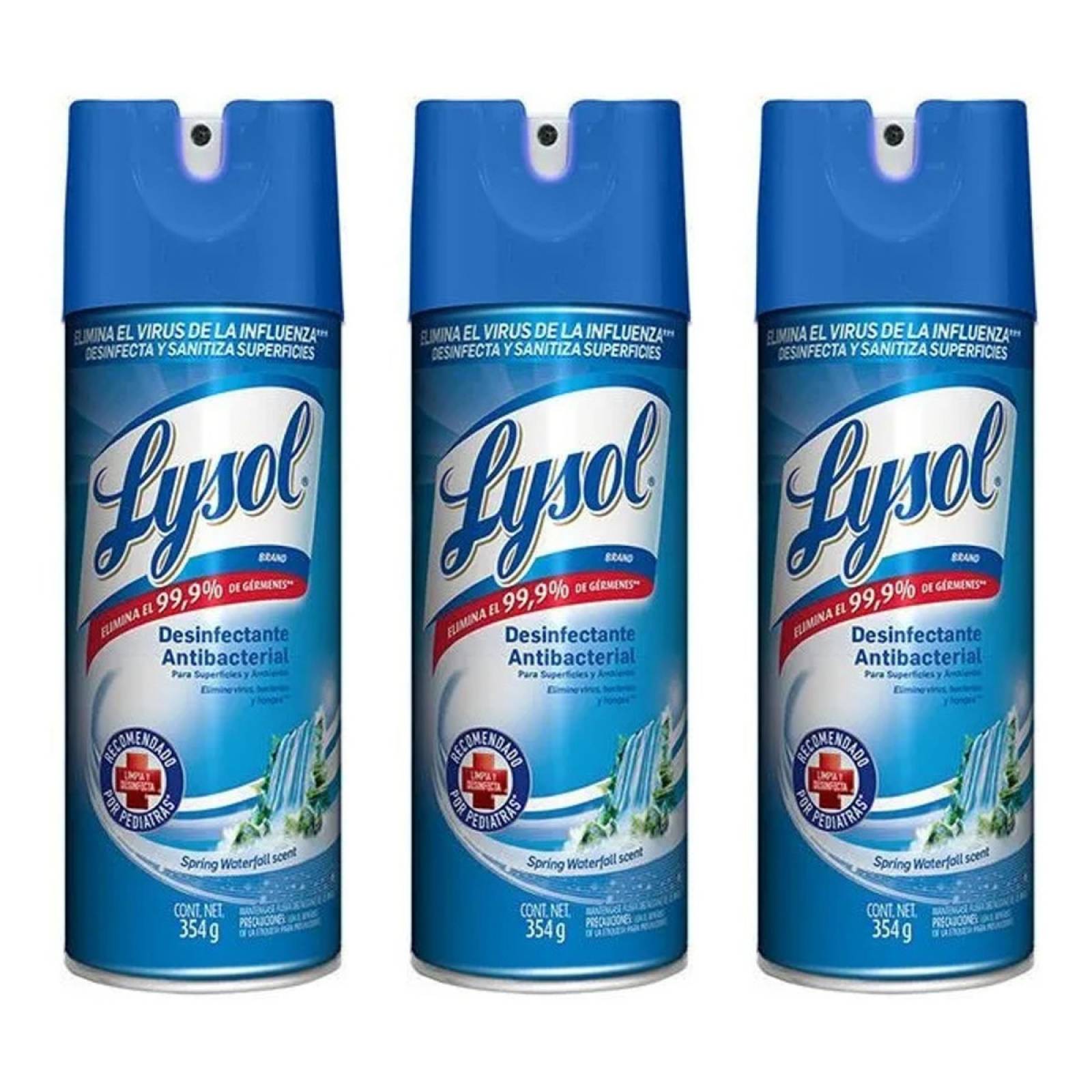 Spray Desinfectante Antibacterial Lysol Spring 354g 3 Piezas