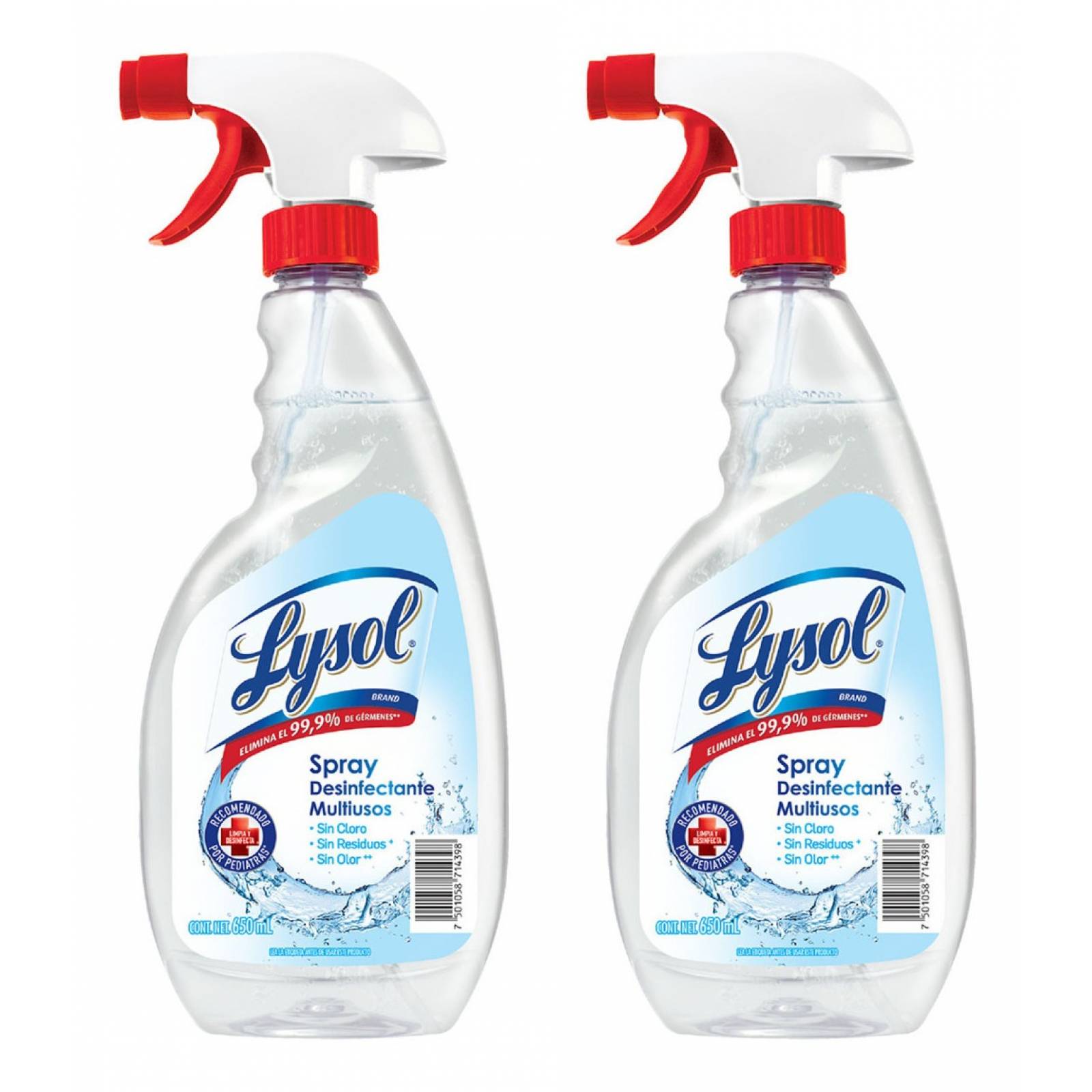 Desinfectante Multiusos en Spray Lysol 650 ml 2 Piezas