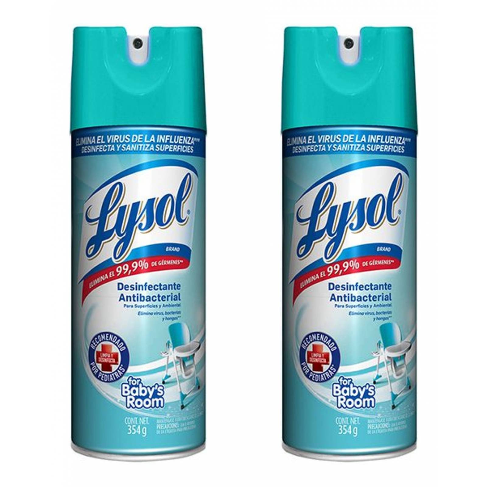 Spray Desinfectante Antibacterial Lysol Babys Room 354g X 2