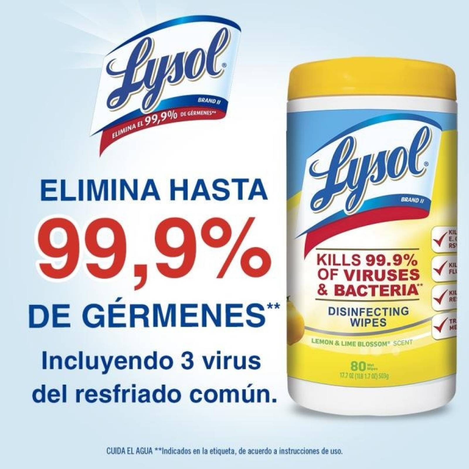 80 Toallitas Desinfectantes Para Superficies Lysol Spring