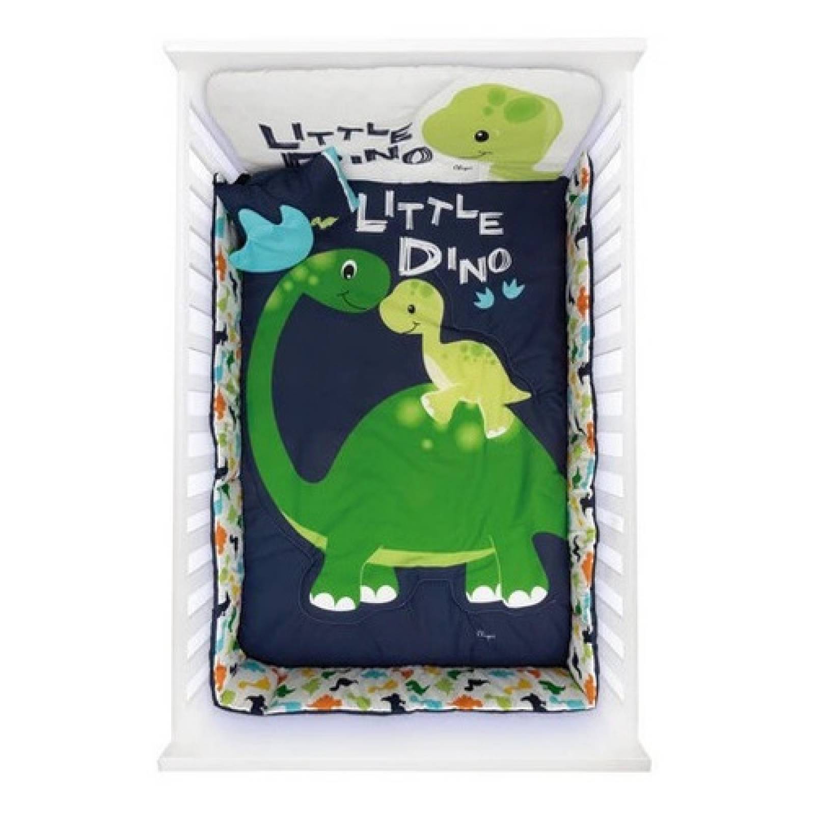 Set Edredón Para Cuna De Bebe 6 pzas 100x145cm Chiqui Mundo Little Dino