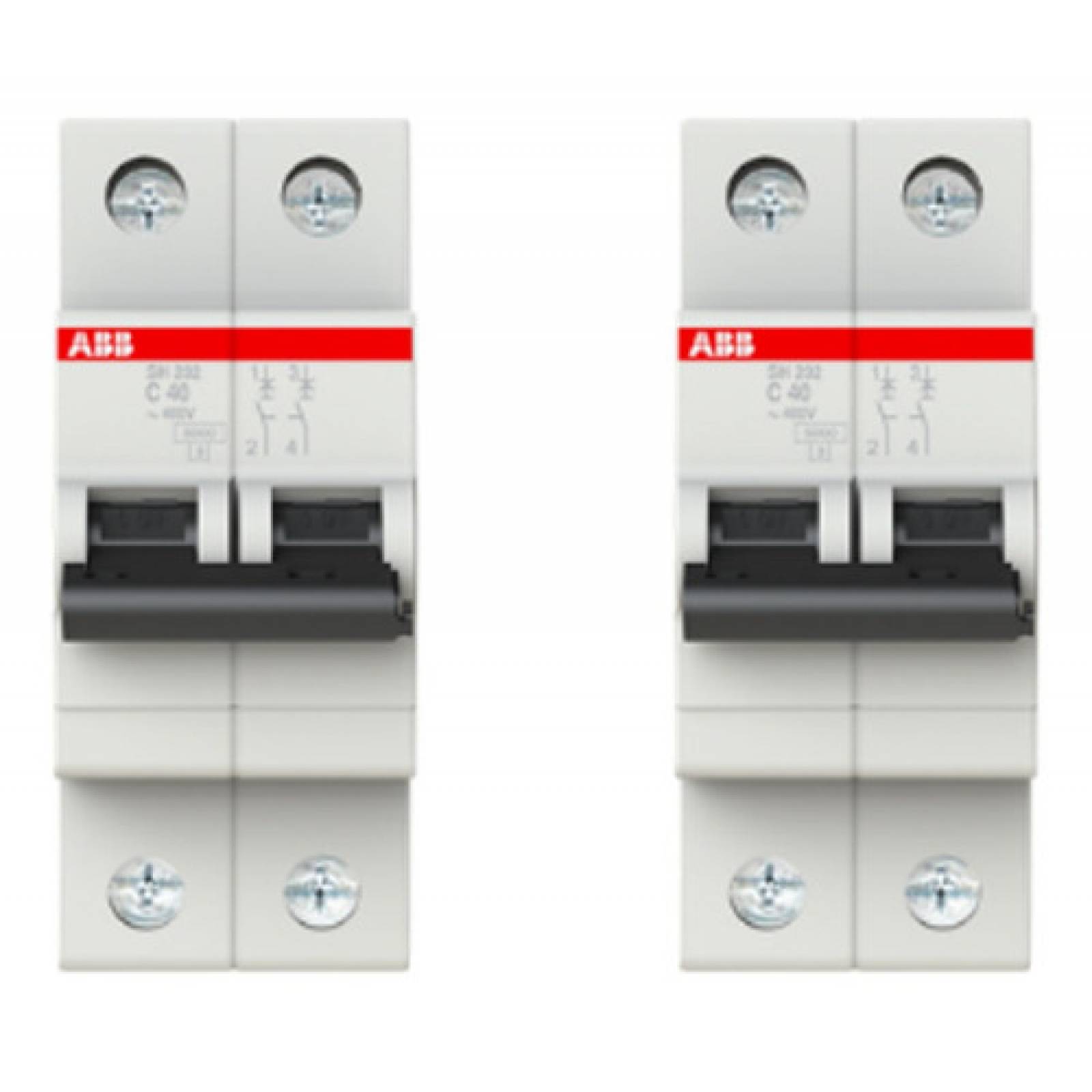 2 x ABB 2CDS212001R0404 SH202-C40 Interruptor 2P 40 A