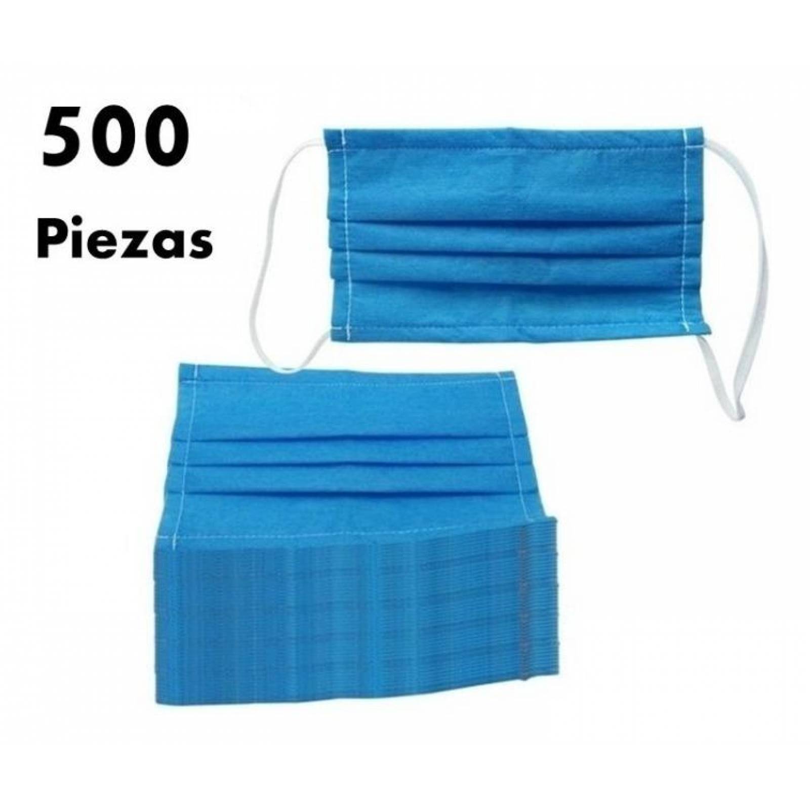 Paquete 500 Piezas Cubreboca Tapaboca Tricapa Plisado Azul