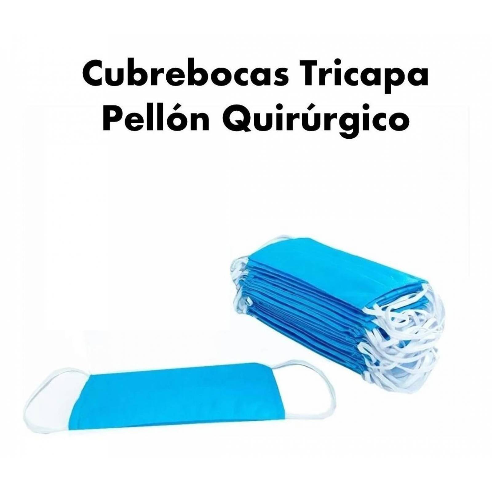 Paquete 500 Piezas Cubreboca Tapaboca Tricapa Plisado Azul