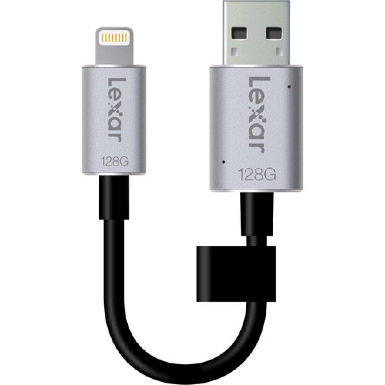Memoria Jumpdrive Lexar 128GB C201 y Cable Lightning a USB 3 0 Para Iphone Ipad