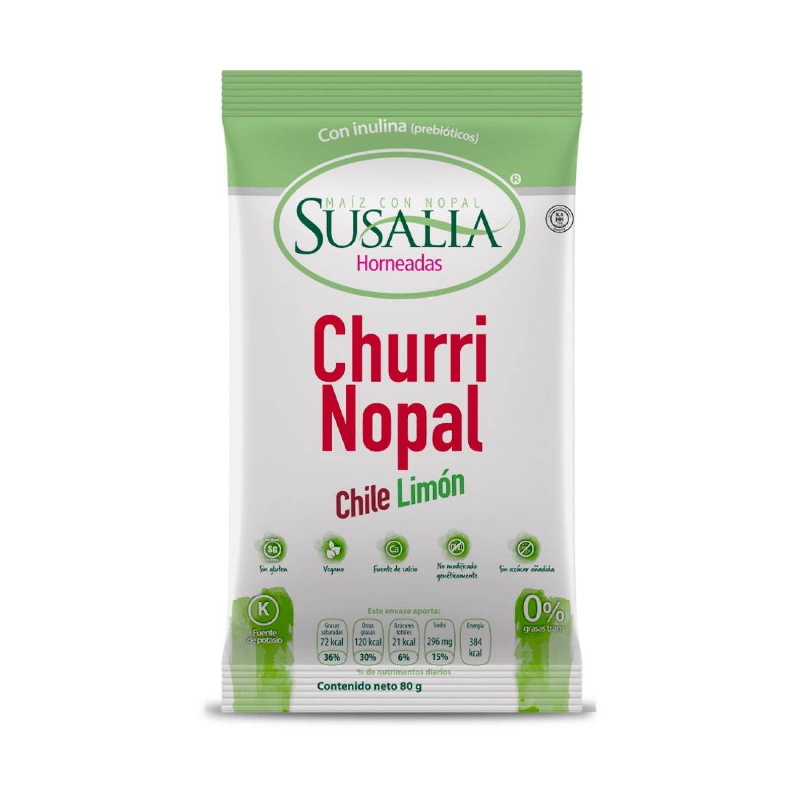 SUSALIA Churri nopal Chile y Limon 80 gr. (Caja con 12 piezas)