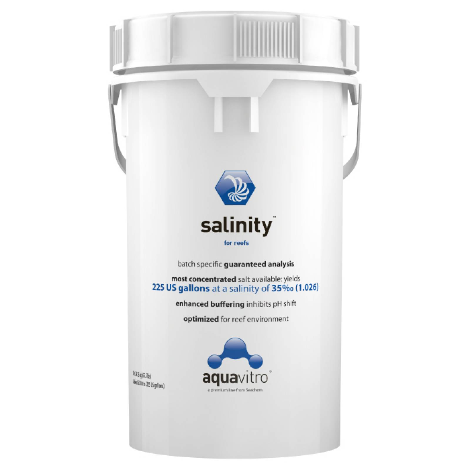 Aquavitro Salinity Preparado Anhidro Profesional 29,8 kg Prepara 225 Galones Sspecial Arrecife