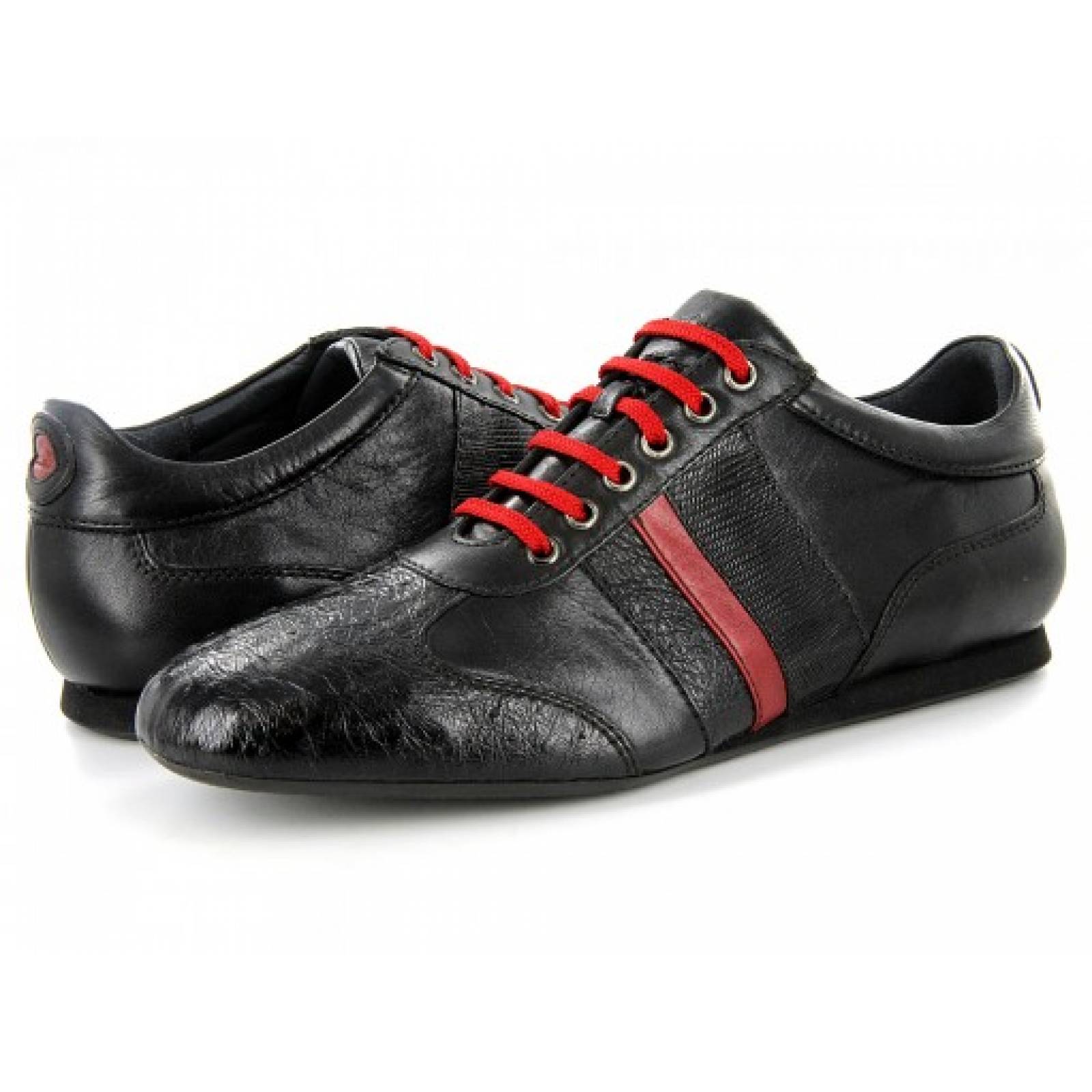 ZAPATOS CUADRA 20KPAL T AVESTRUZ LIZARD NEGRO ROJO  25 33 Hombre