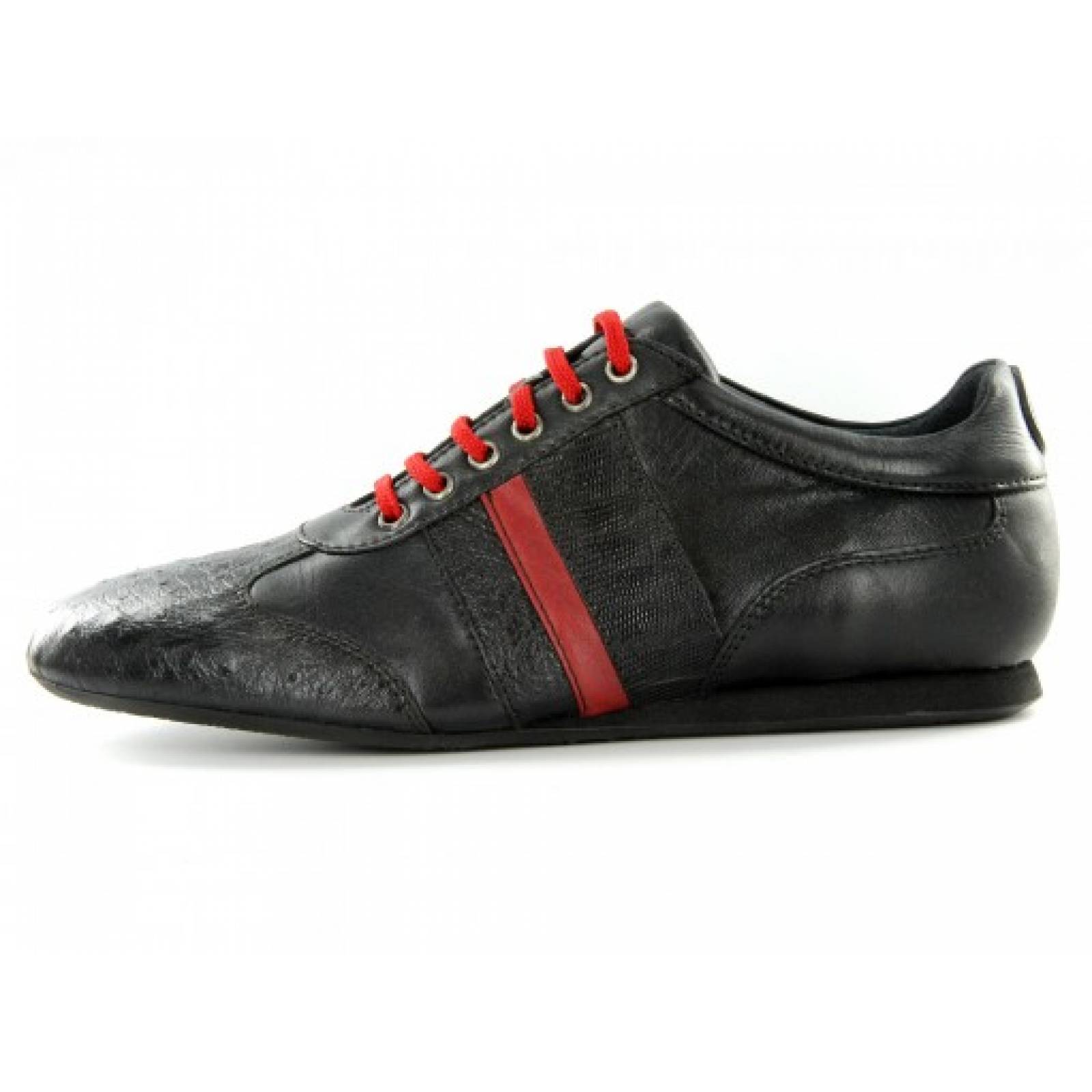 ZAPATOS CUADRA 20KPAL T AVESTRUZ LIZARD NEGRO ROJO  25 33 Hombre
