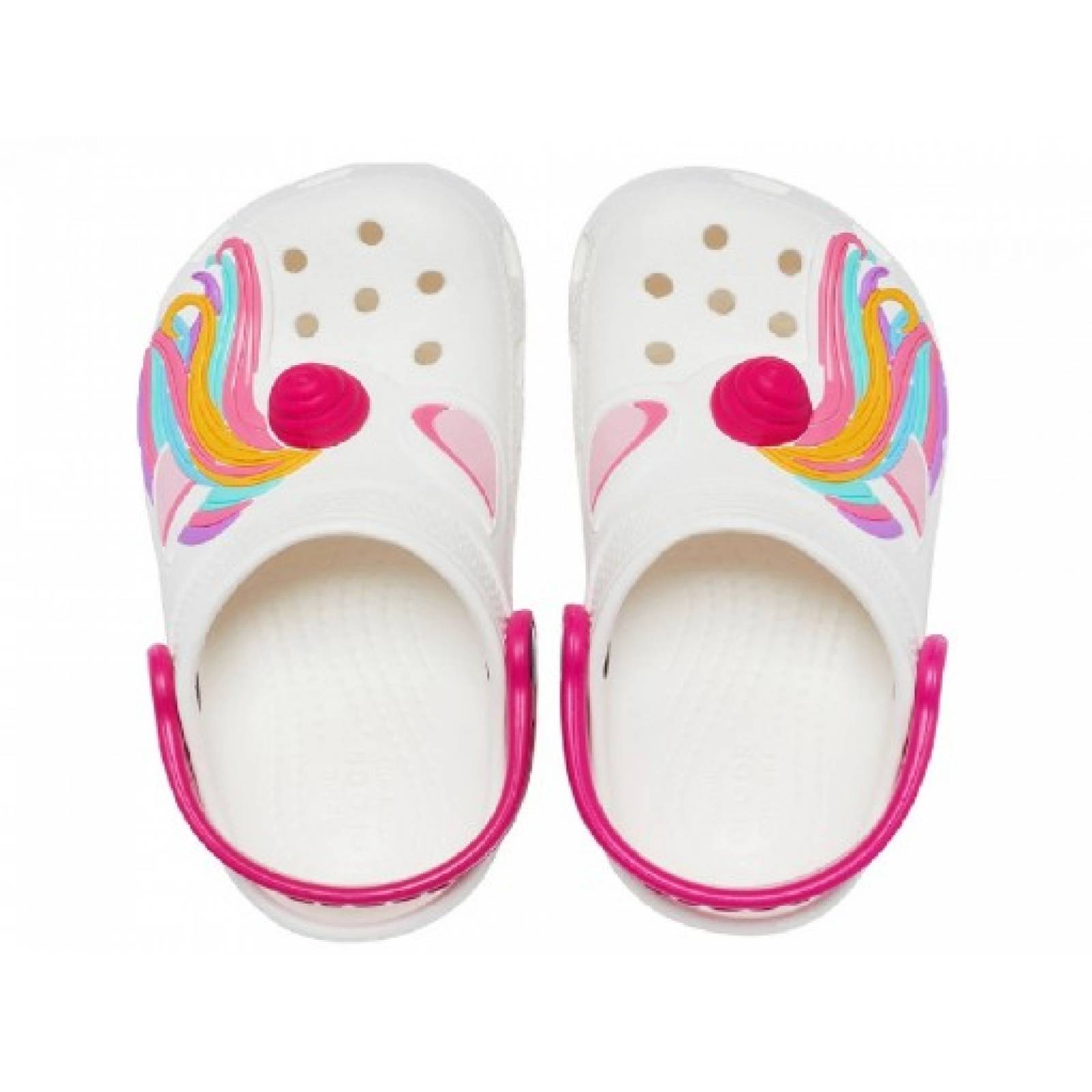 CLOGS CROCS 207073 100 WHITE CLASSIC UNICORN CLOG K  12 23 NIÑAS