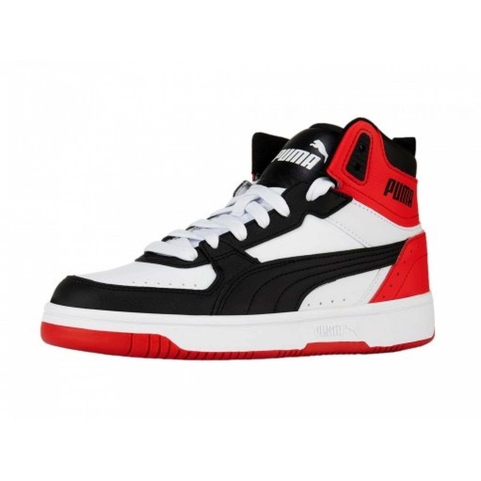 Tenis PUMA 374687 03 PUMA WHITE PUMA BLACK HIGH RISK RED DARK PUMA REBOUND JOY JR  22 26 Niños