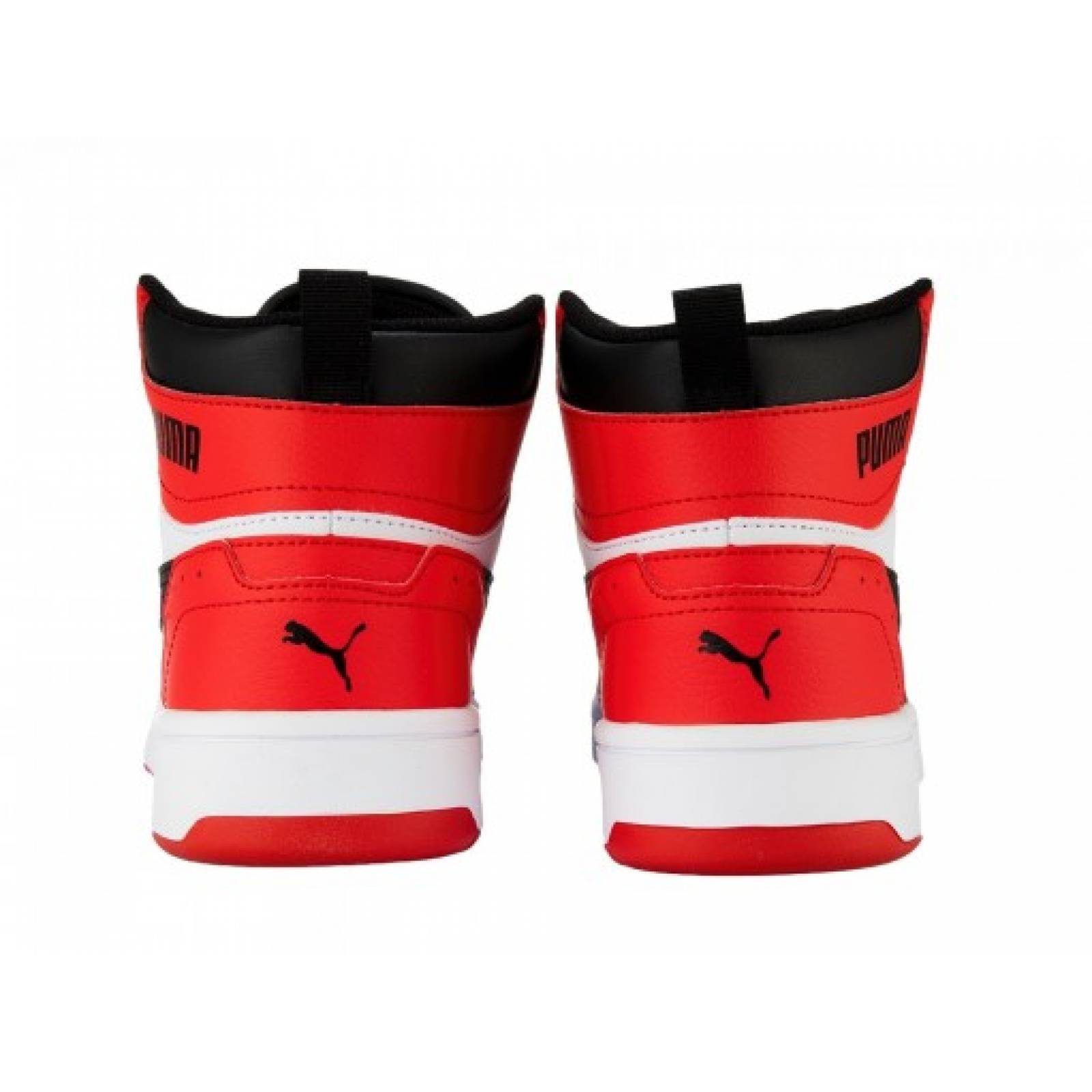 Tenis PUMA 374687 03 PUMA WHITE PUMA BLACK HIGH RISK RED DARK PUMA REBOUND JOY JR  22 26 Niños