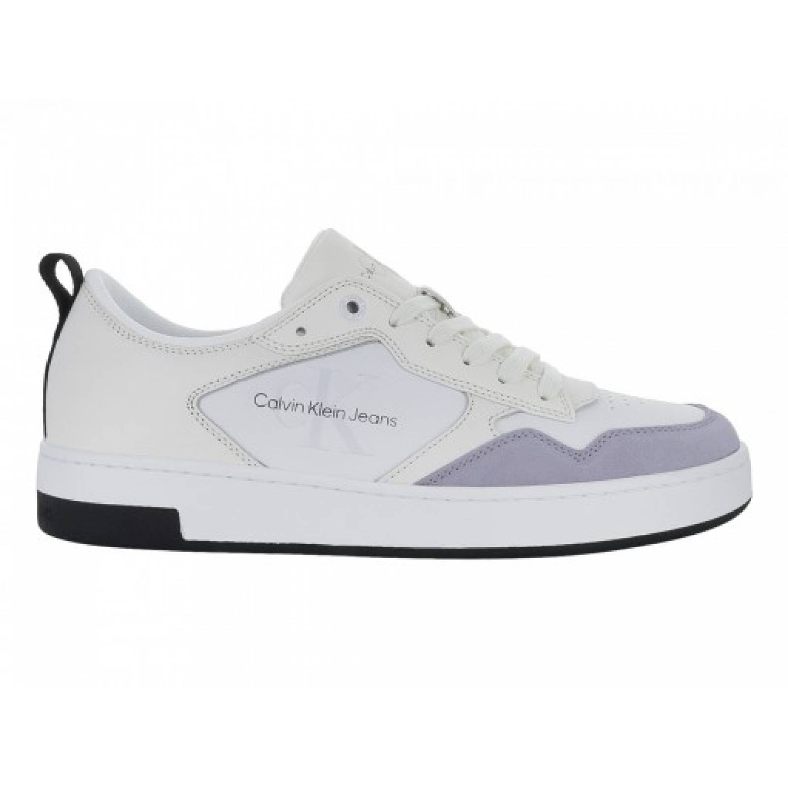 TENIS CALVIN KLEIN YM0Y M00574 0F6 IVORY GHOST GREY BLACK BASKET CUPSOLE LOW LTH MONO  25 0   30 0 Hombre