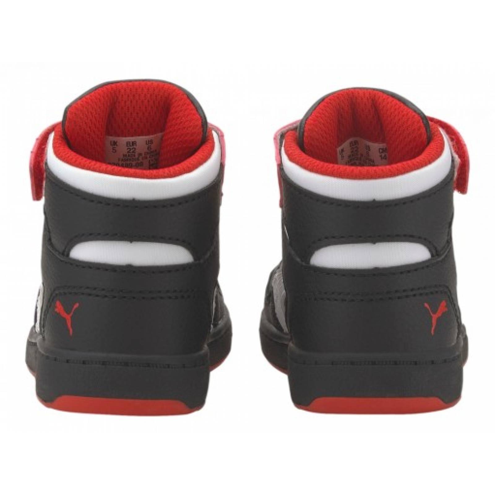 Tenis PUMA 370489 08 PUMA BLACK HIGH RISK RED PUMA REBOUND LAYUP SL V INF  11 16 Niños