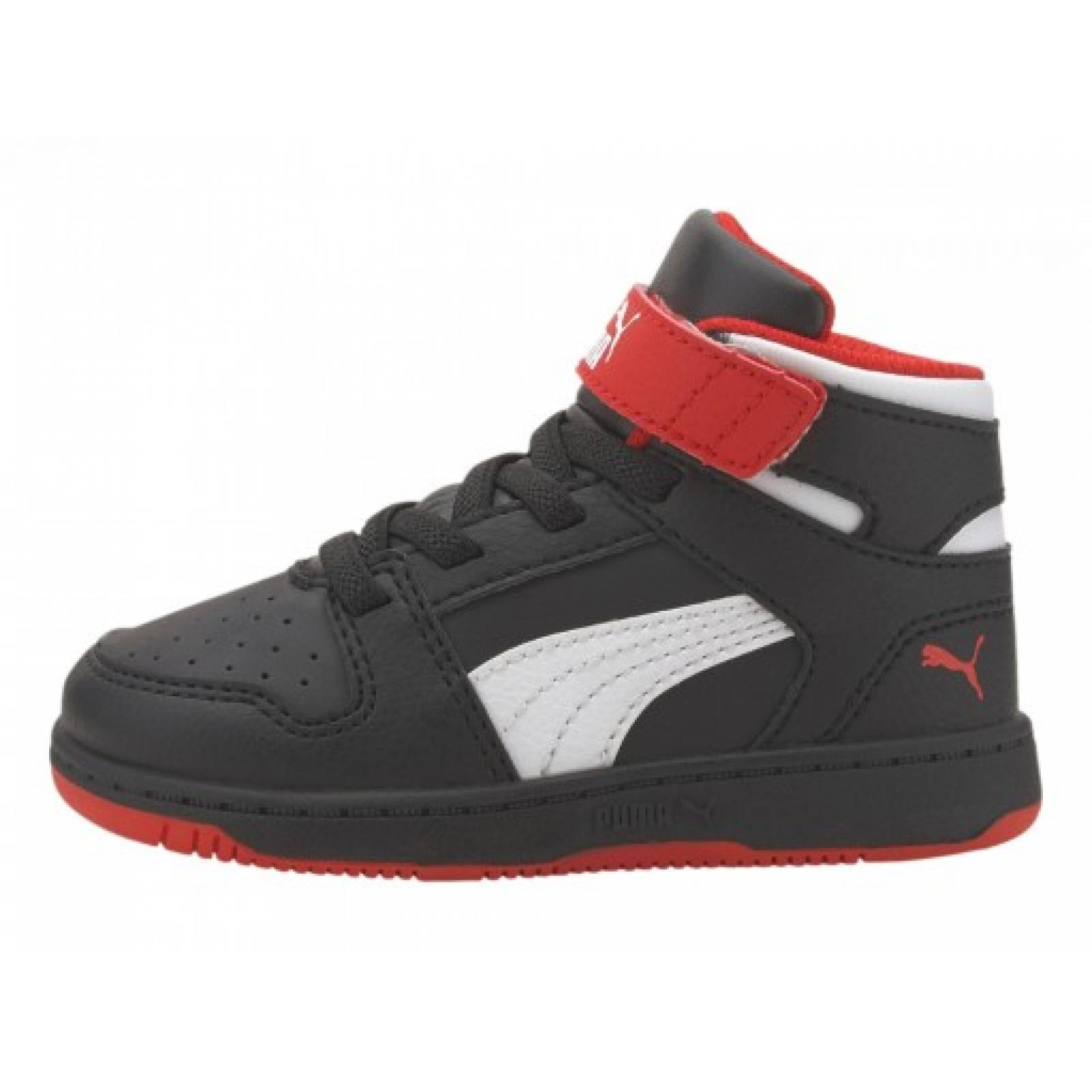 Tenis PUMA 370489 08 PUMA BLACK HIGH RISK RED PUMA REBOUND LAYUP SL V INF  11 16 Niños