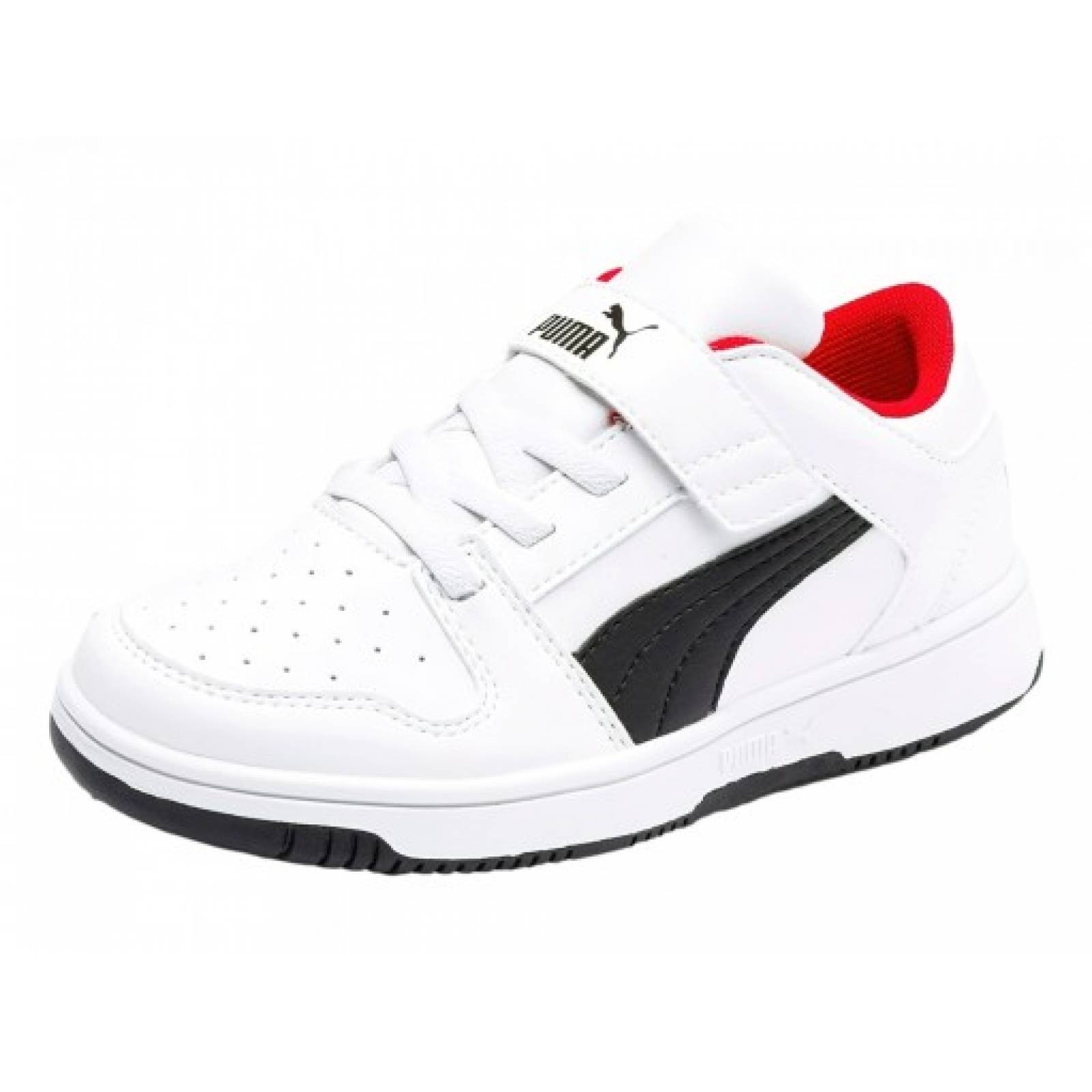 Tenis PUMA 370492 01 PUMA WHITE PUMA BLACK HIGH RISK RED REBOUND LAYUP LO SL V PS  17 21 5 Niños
