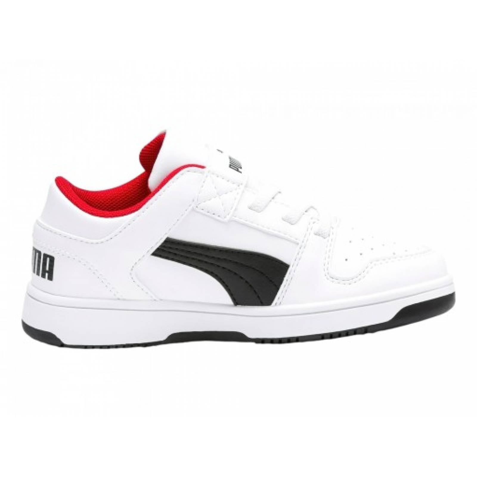 Tenis PUMA 370492 01 PUMA WHITE PUMA BLACK HIGH RISK RED REBOUND LAYUP LO SL V PS  17 21 5 Niños