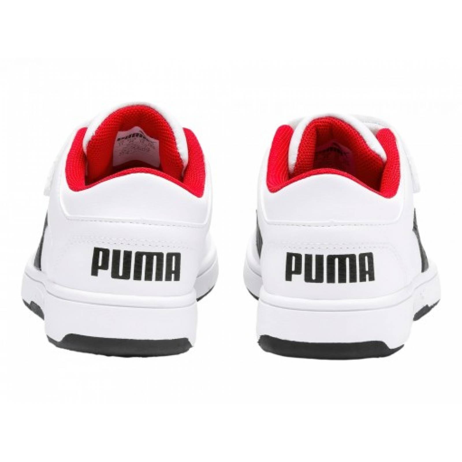 Tenis PUMA 370492 01 PUMA WHITE PUMA BLACK HIGH RISK RED REBOUND LAYUP LO SL V PS  17 21 5 Niños