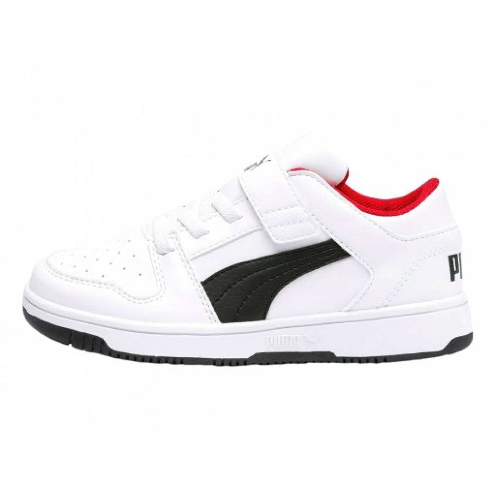 Tenis PUMA 370492 01 PUMA WHITE PUMA BLACK HIGH RISK RED REBOUND LAYUP LO SL V PS  17 21 5 Niños