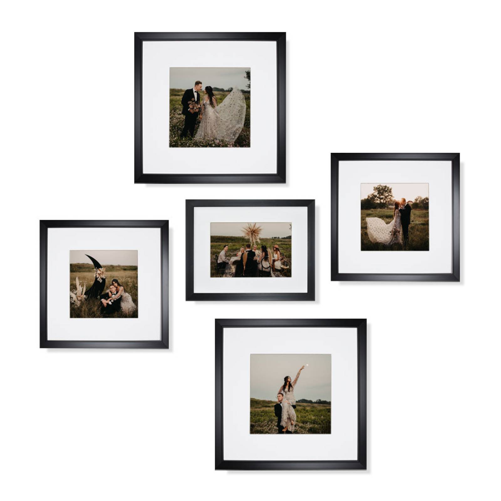 Set de 5 Marcos Decorativos con Marco negro con cristal y marialuisa