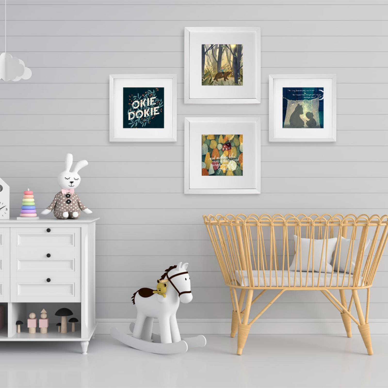 Set de 4 Marcos Decorativos con Marco blanco con cristal y marialuisa