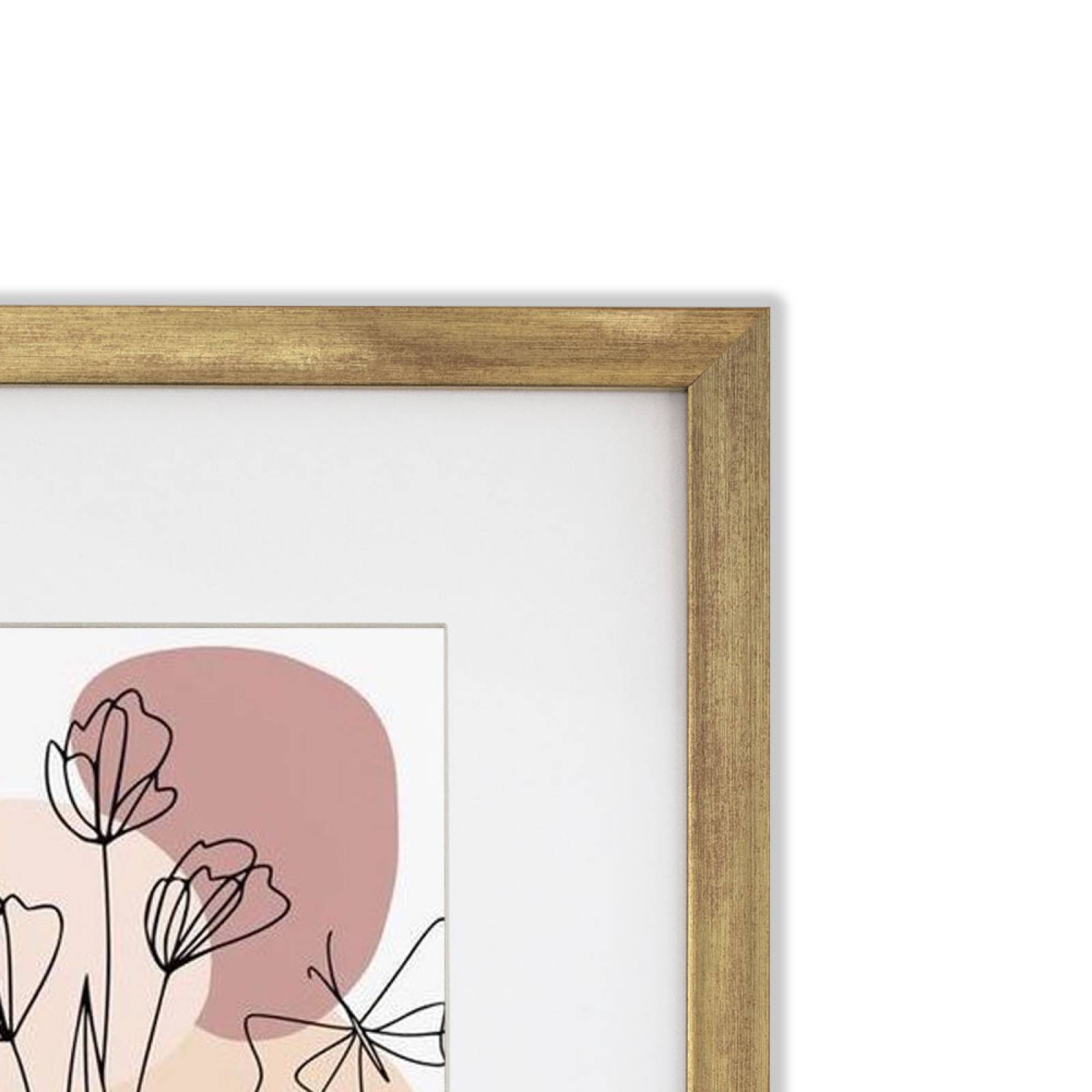 Set de 3 Marcos Decorativos con Marco Dorado con cristal y marialuisa