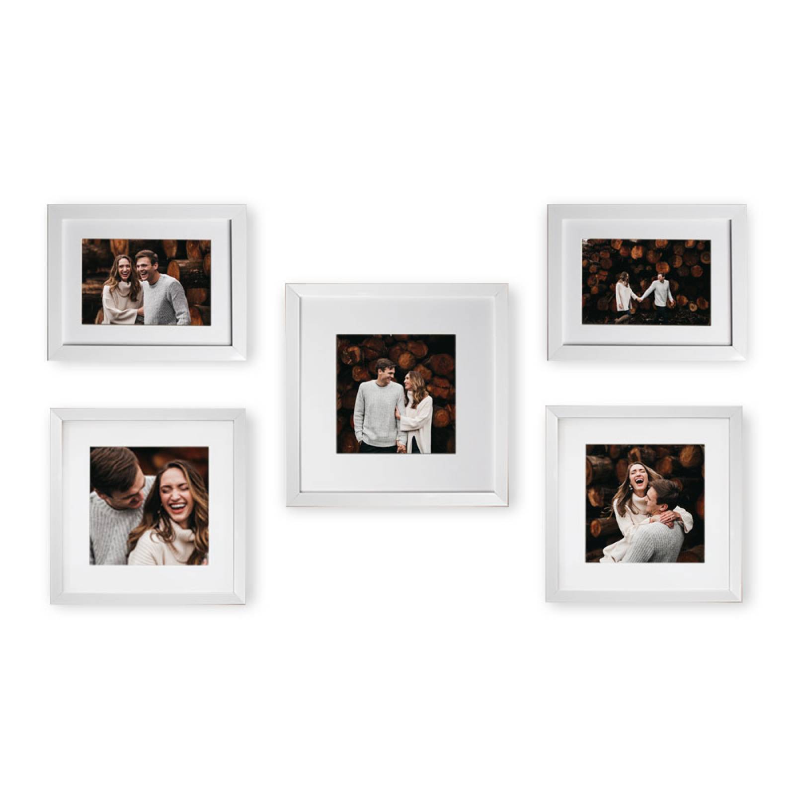 Set de 5 Marcos fotografias PASPARTU FRAMES  Marco blanco con cristal y marialuisa